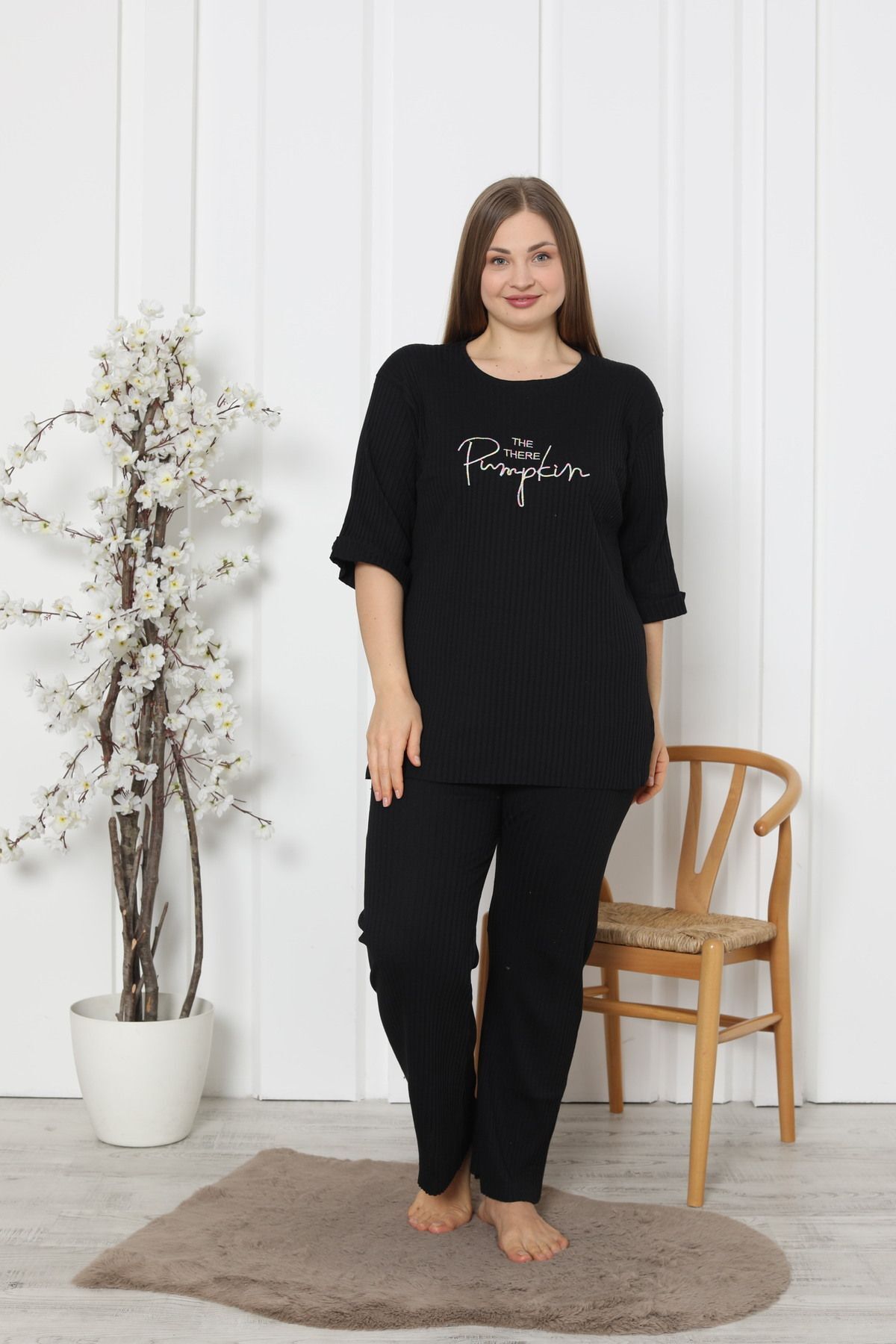 camisole en coton côtelé ourlet évasé new season plus size home wear