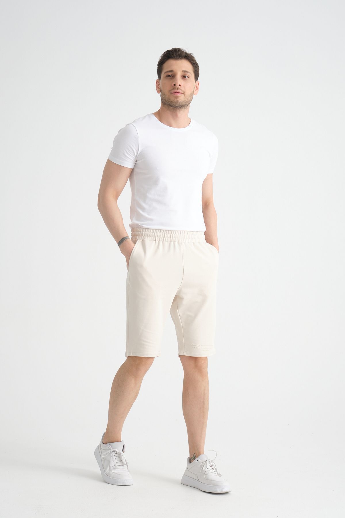 Shooter-Stone Color Men's Shorts - Regular Fit and Print Detail 2