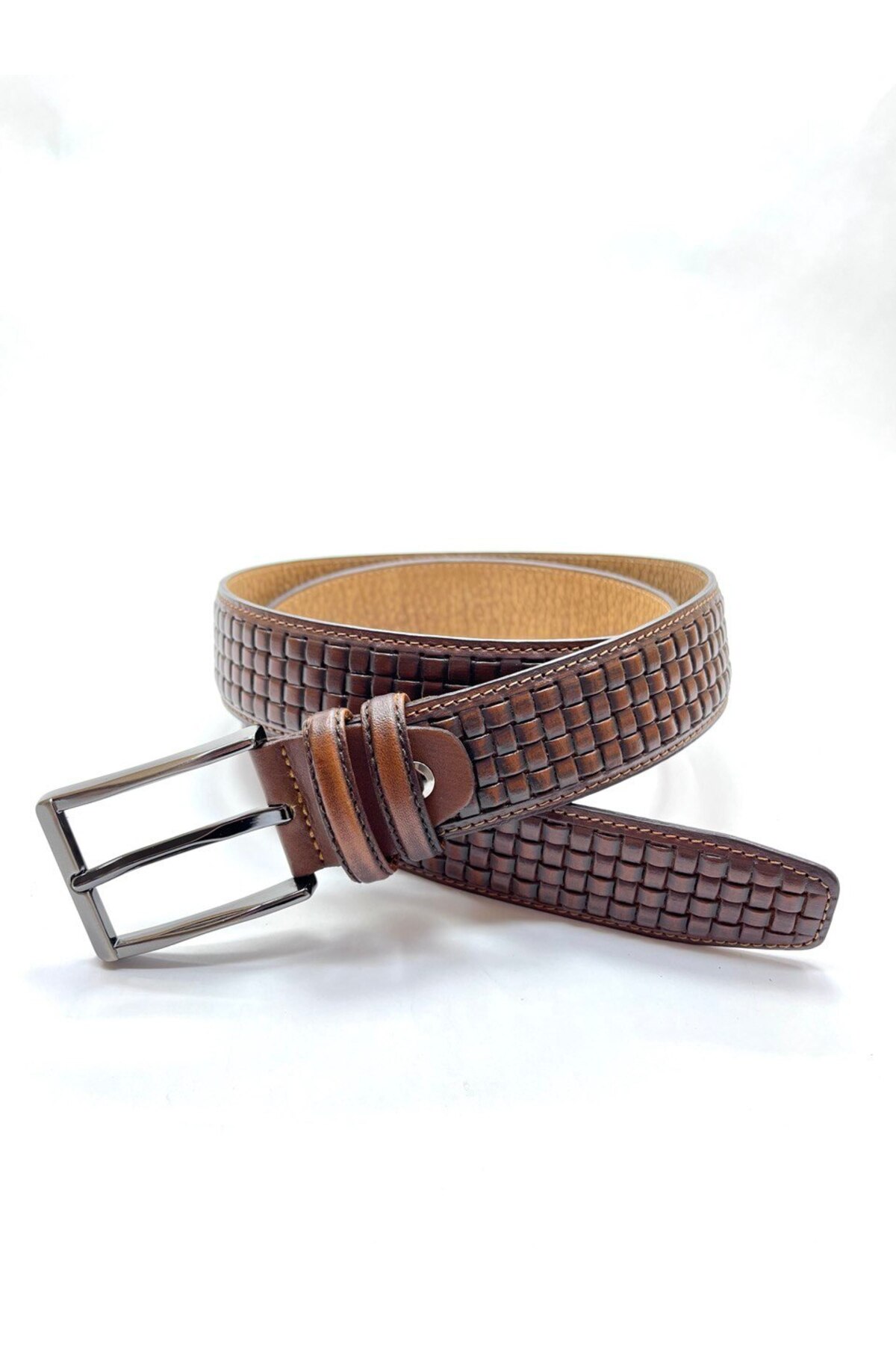 کمربند مردانه قهوه ای GİRAY | 93109 اورجینال - تصویر 5