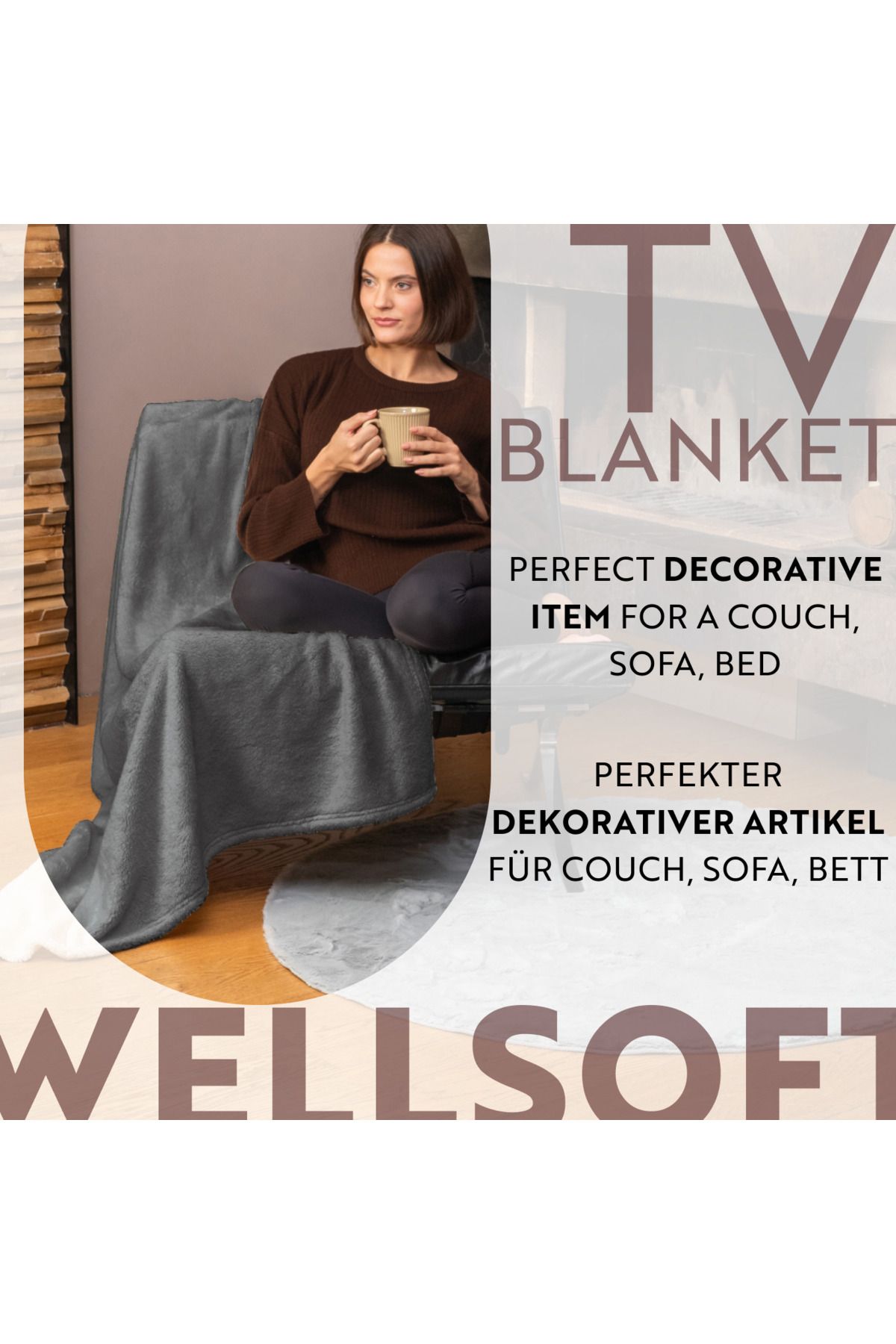 English Home-Weiche Plüsch-Fleece-Überwurfdecke – für Couch, Sofa und Bett, super gemütlich. 4