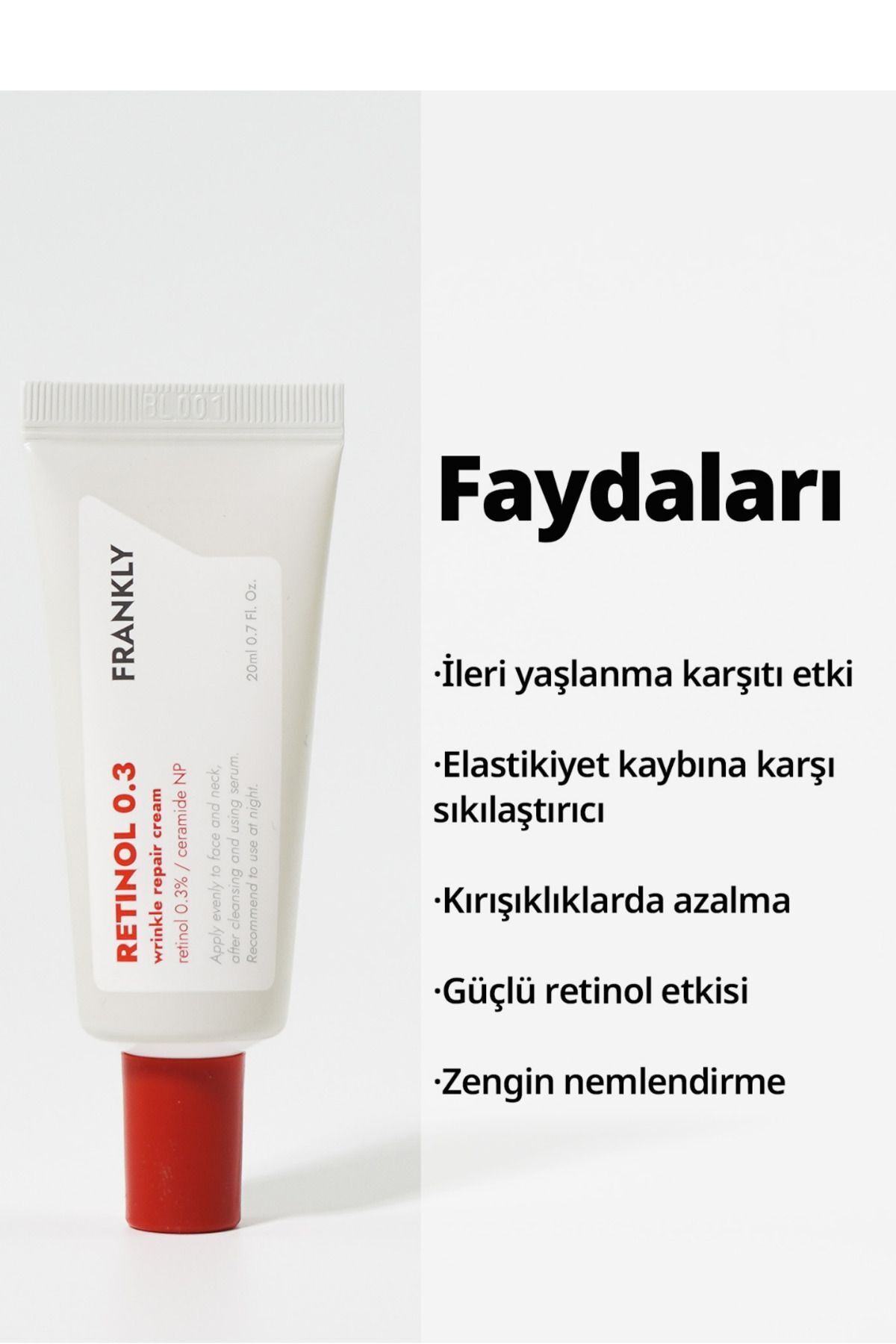 کرم ضد چروک و بازسازی کننده رتینول با 0.3% رتینول 20 میلی لیتر FRANKLY