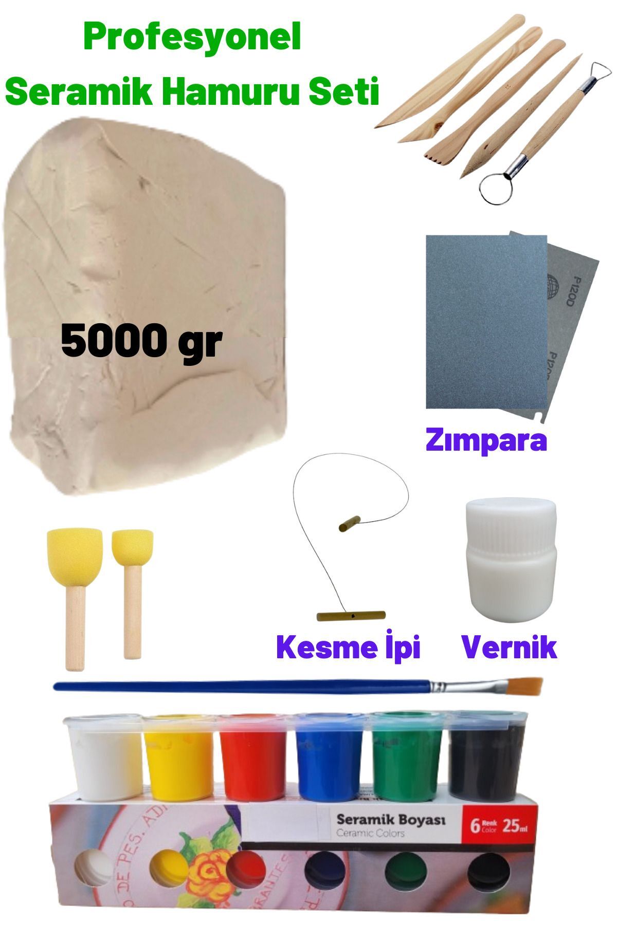 Profesyonel Seramik Hamuru Seti, Doğal Kil Hamuru Çamuru, Ebeşuar, Kesme İpi