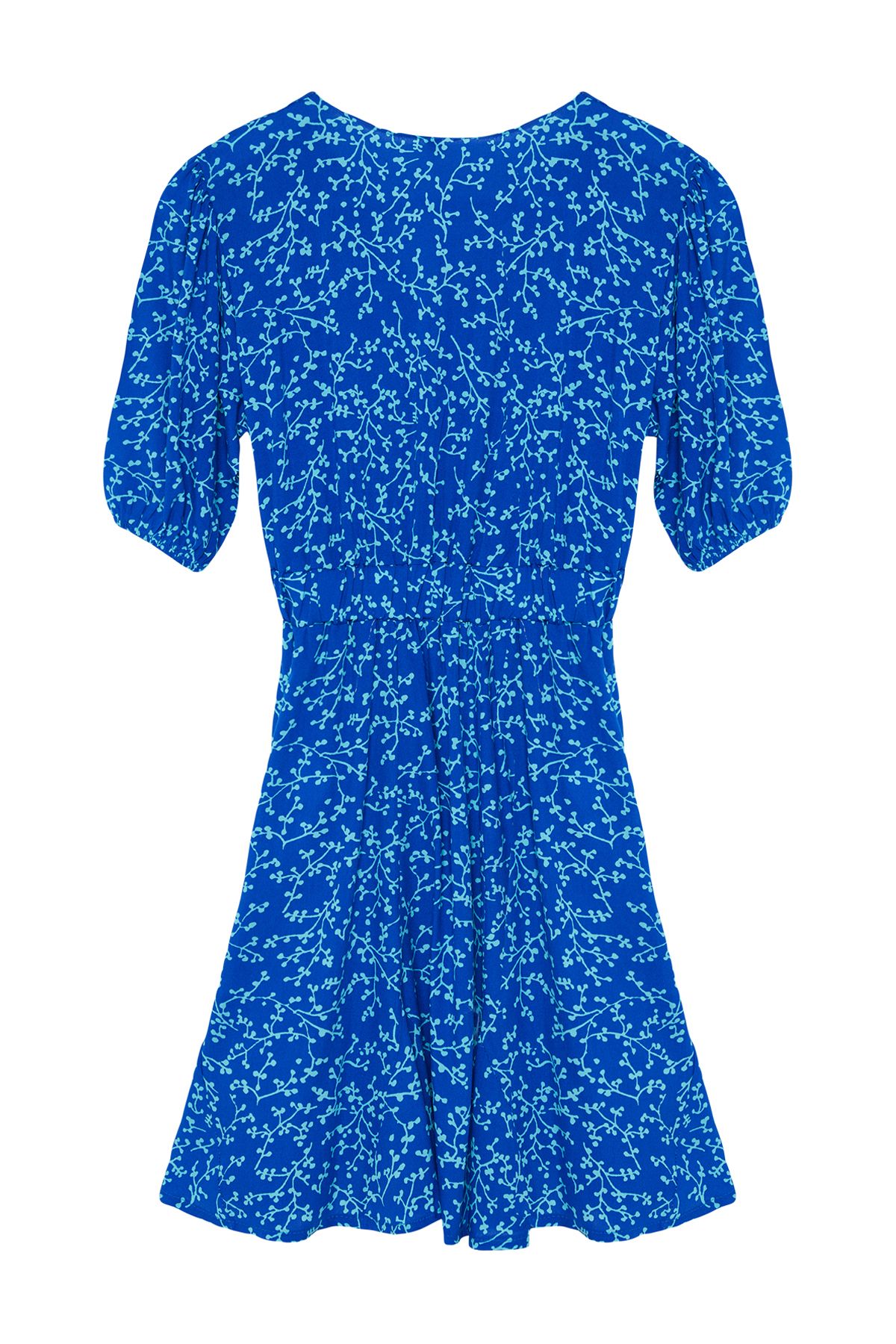 Trendyol Collection-Mini Skater Form - Saks Blumendruck Zweireihiges Kragenkleid TWOSS24EL01074 7