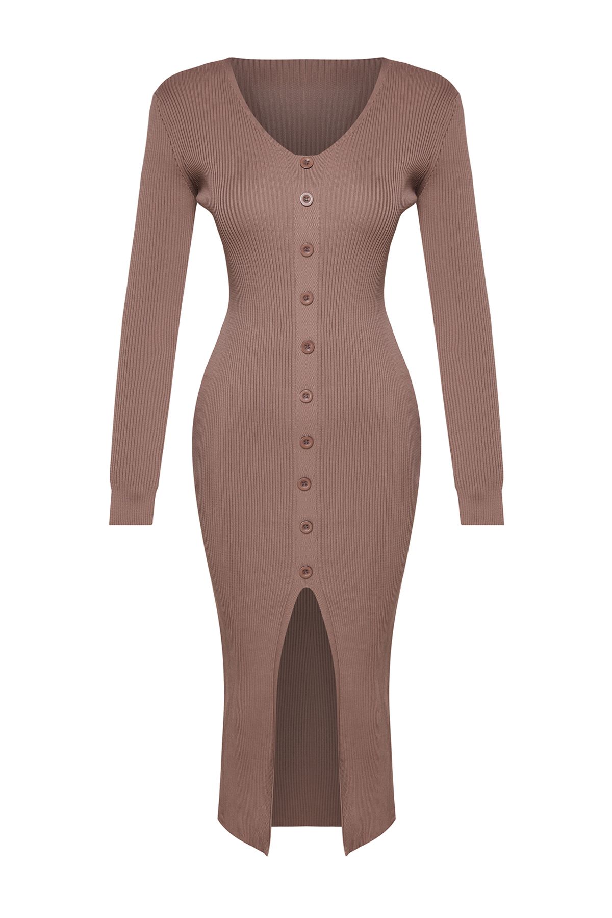 Trendyol Collection-Knitwear Midi Bodycon Dress - Brown, TWOAW25EL00045 6