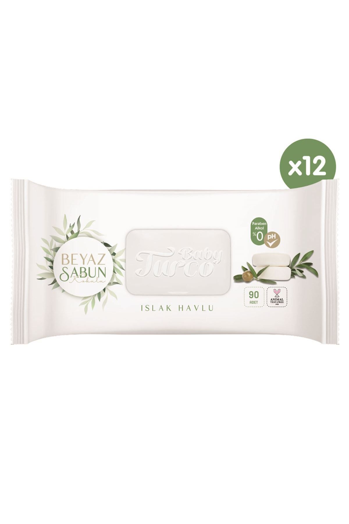 Beyaz Sabun Kokulu Islak Havlu 12x90