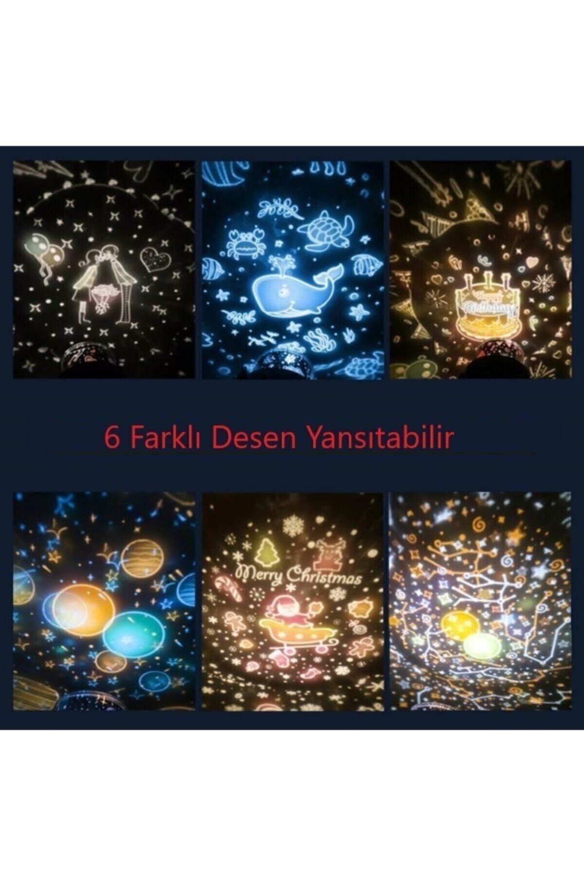 FABESS Lüx Galaksi 6 Farklı Resimli Dönen Star Master Çocuk Odası Gece Lambası fotoğrafı 5 (önizleme)