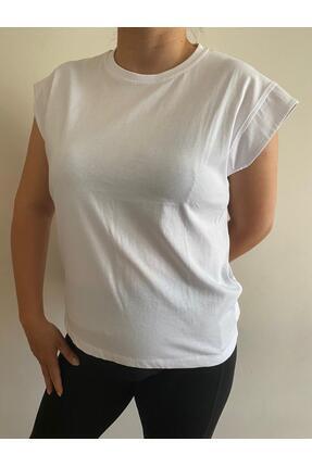 Remina Kadın Kolsuz Tshirt Beyaz
