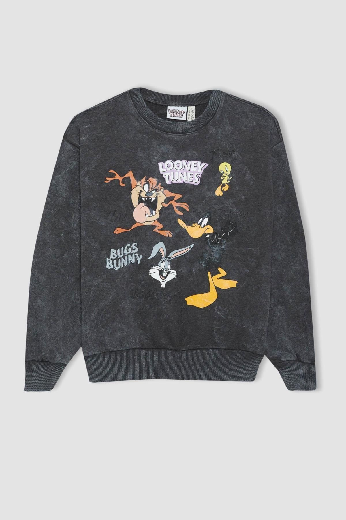 Kız Çocuk Looney Tunes Oversize Fit Bisiklet Yaka Sweatshirt B1555a823au