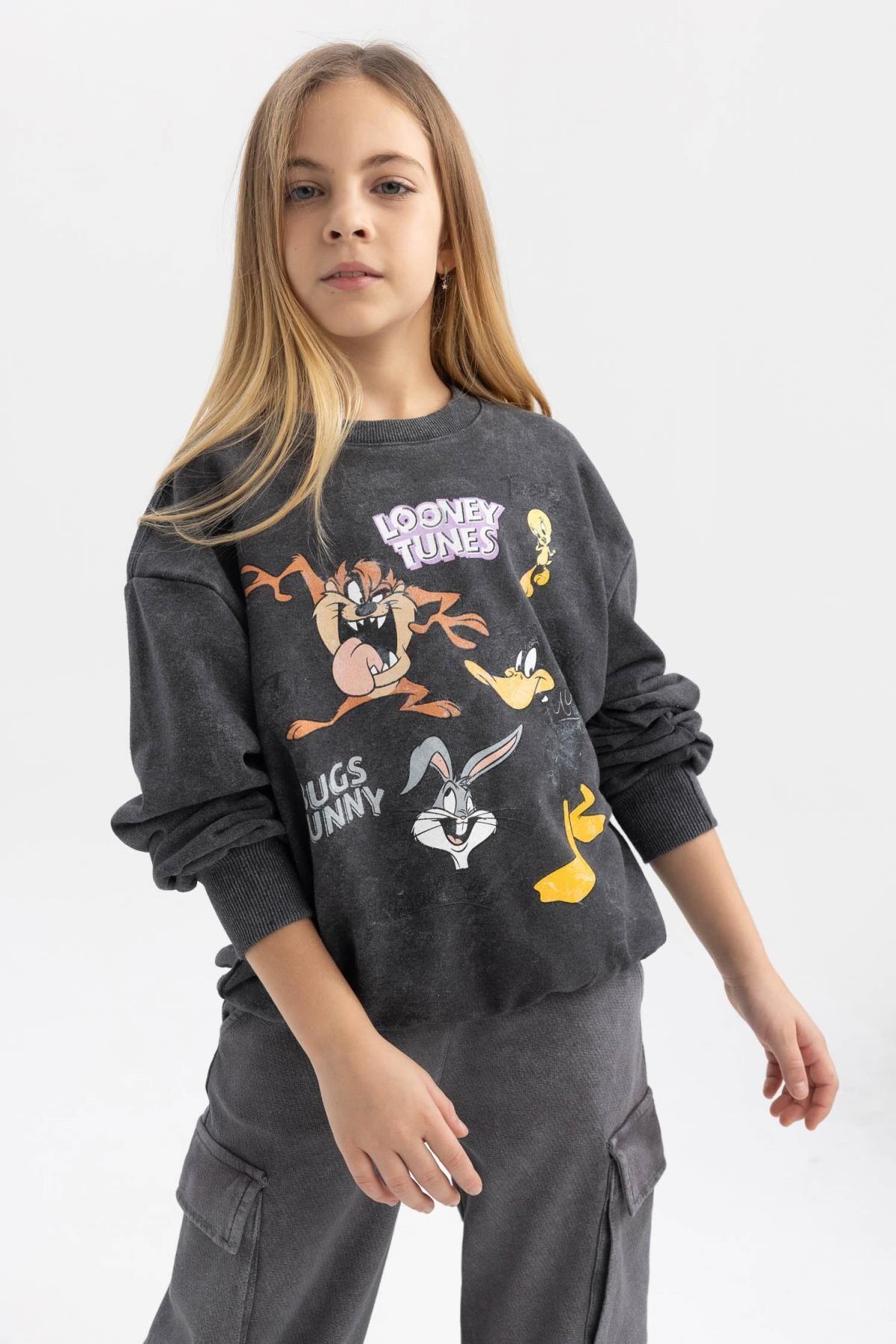 Kız Çocuk Looney Tunes Oversize Fit Bisiklet Yaka Sweatshirt B1555a823au