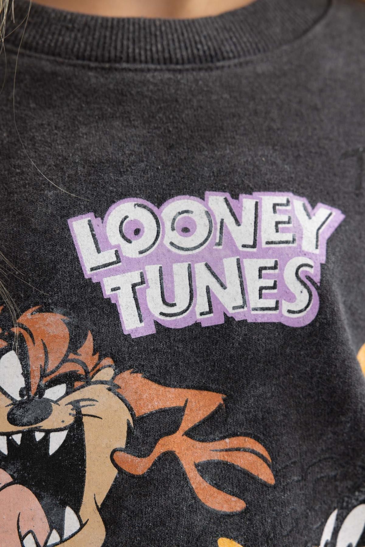 Kız Çocuk Looney Tunes Oversize Fit Bisiklet Yaka Sweatshirt B1555a823au