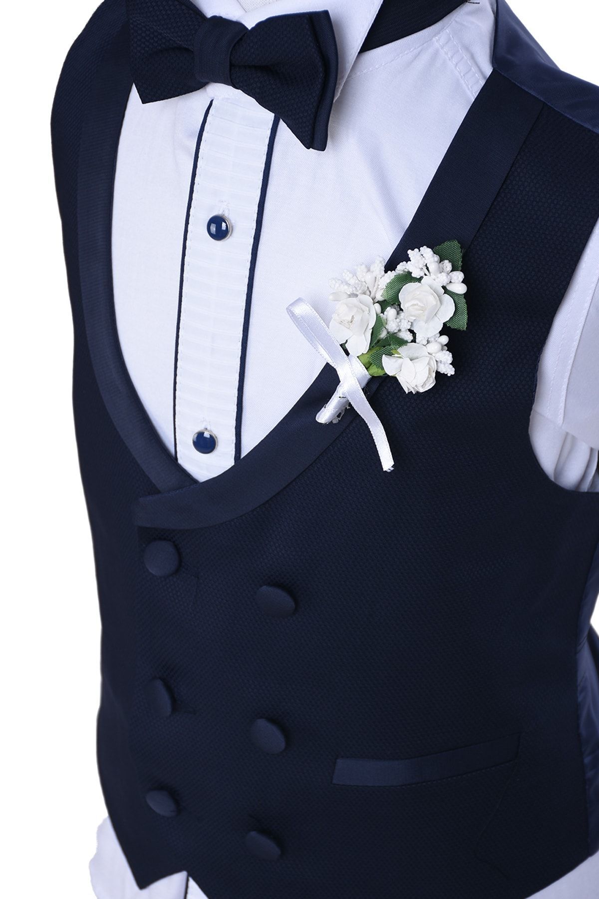 چجوک ست بچه‌گانه جلیقه دو دکمه مدل تاکسیدو سرمه‌ای