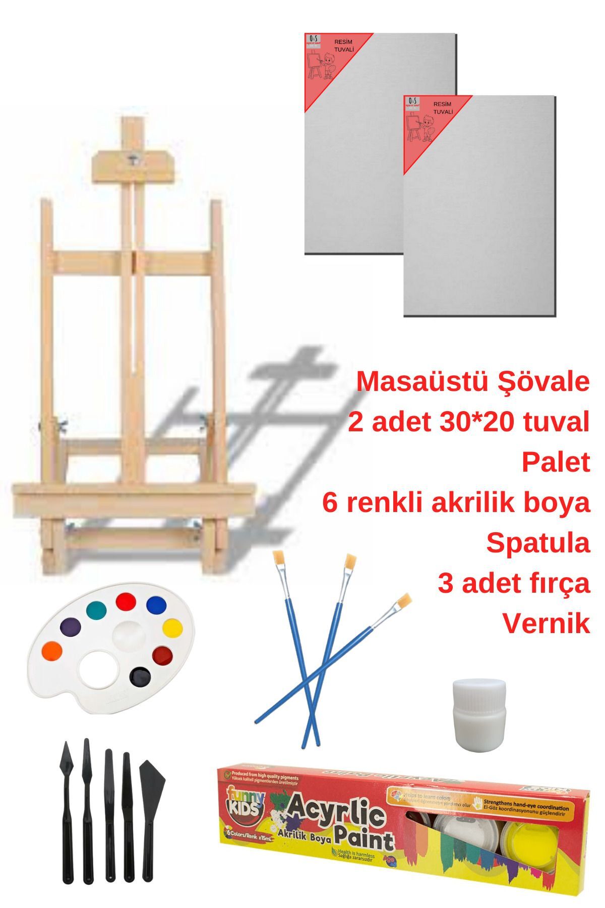 Resim - Boya Seti Lüks - Masa Şövalesi, 2 Adet Tuval, Resim Başlangıç Seti, (ŞÖVALYE)