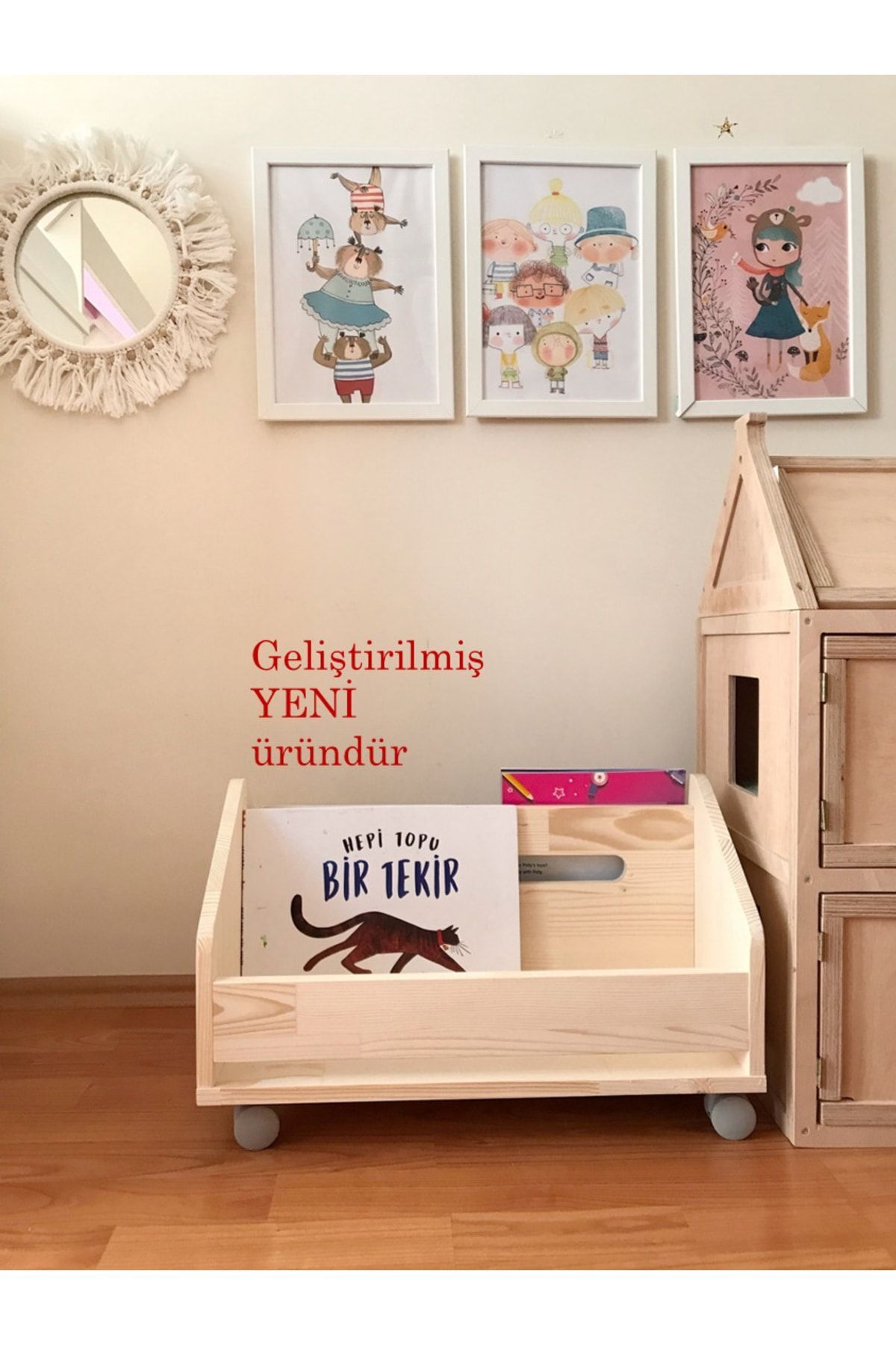 Genel Markalar Montessori Ahşap Tekerlekli Kitaplık Bebek Çocuk Odası ...