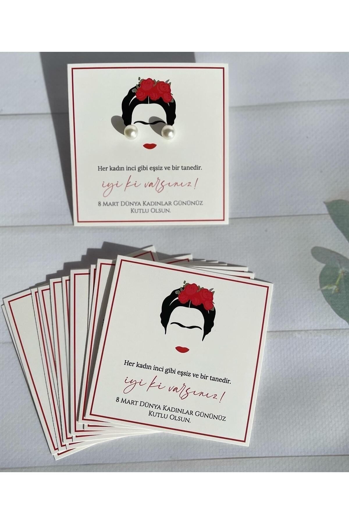 Earring Card /March 8 International Women's Day Themed - 30 Pieces 9 Cm. Size - Card Only
