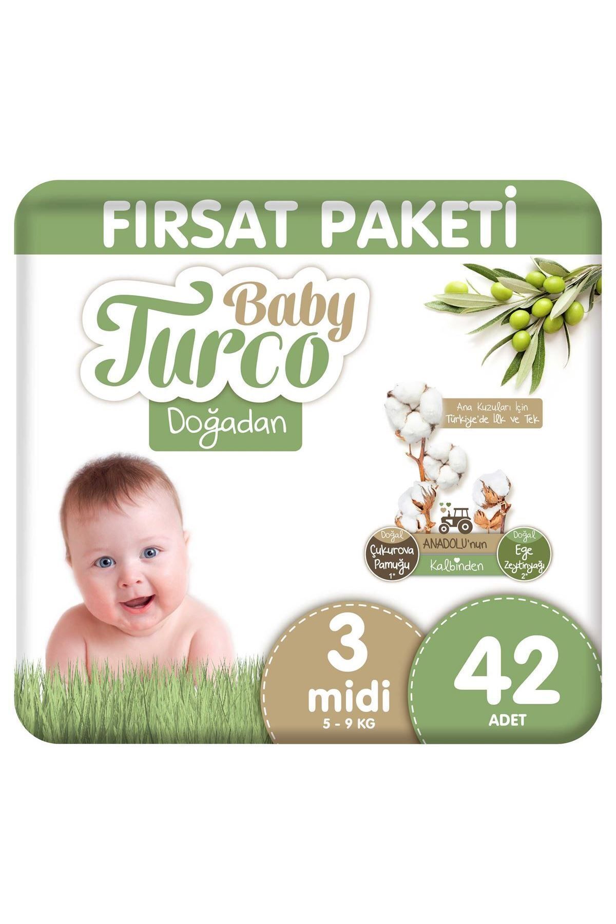 Baby Turco Doğadan Fırsat Paketi Bebek Bezi 3 Numara Midi 42 Adet