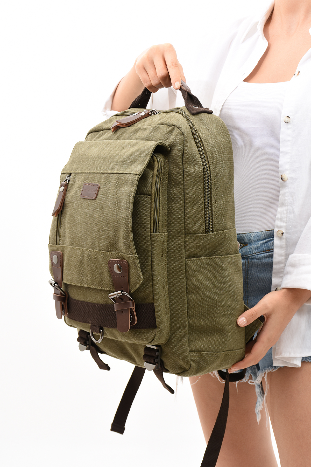 کوله پشتی زنانه خاکی By Hakan | 24ubyh0028 اورجینال - تصویر 8