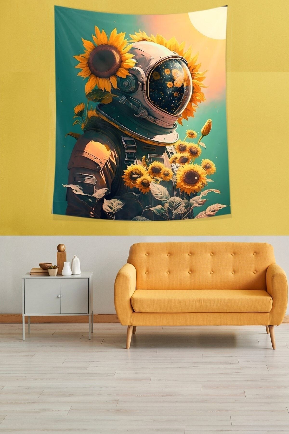 Sunflower astronaut tapestry cheap