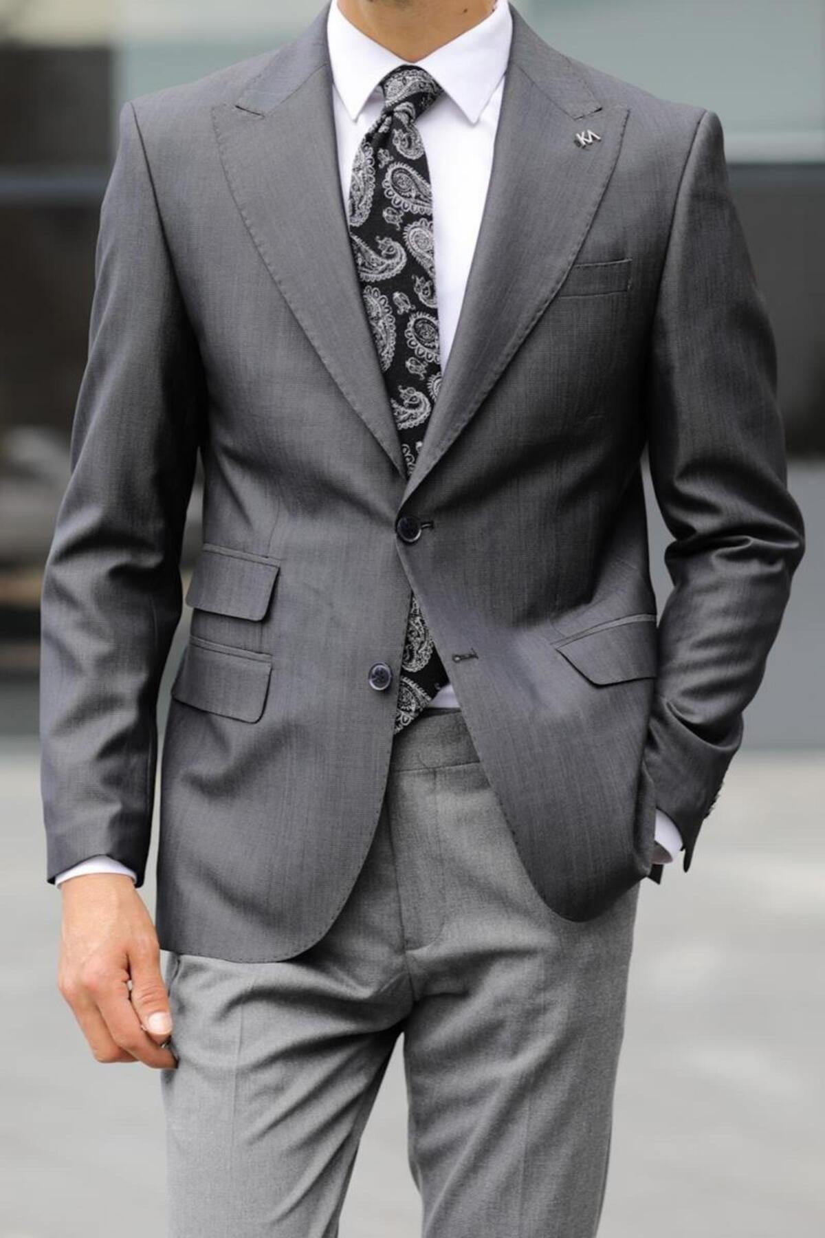 ژاکت مردانه خاکستری Kadir Büyükkaya | KAV5025W اورجینال - تصویر 2