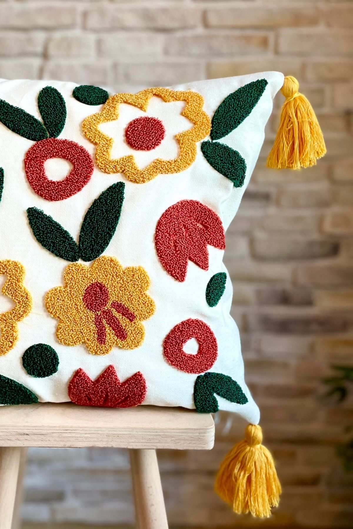 SWITA-Punch Embroidered Single Decorative Special Design Throw Pillow Cover (panch) 3