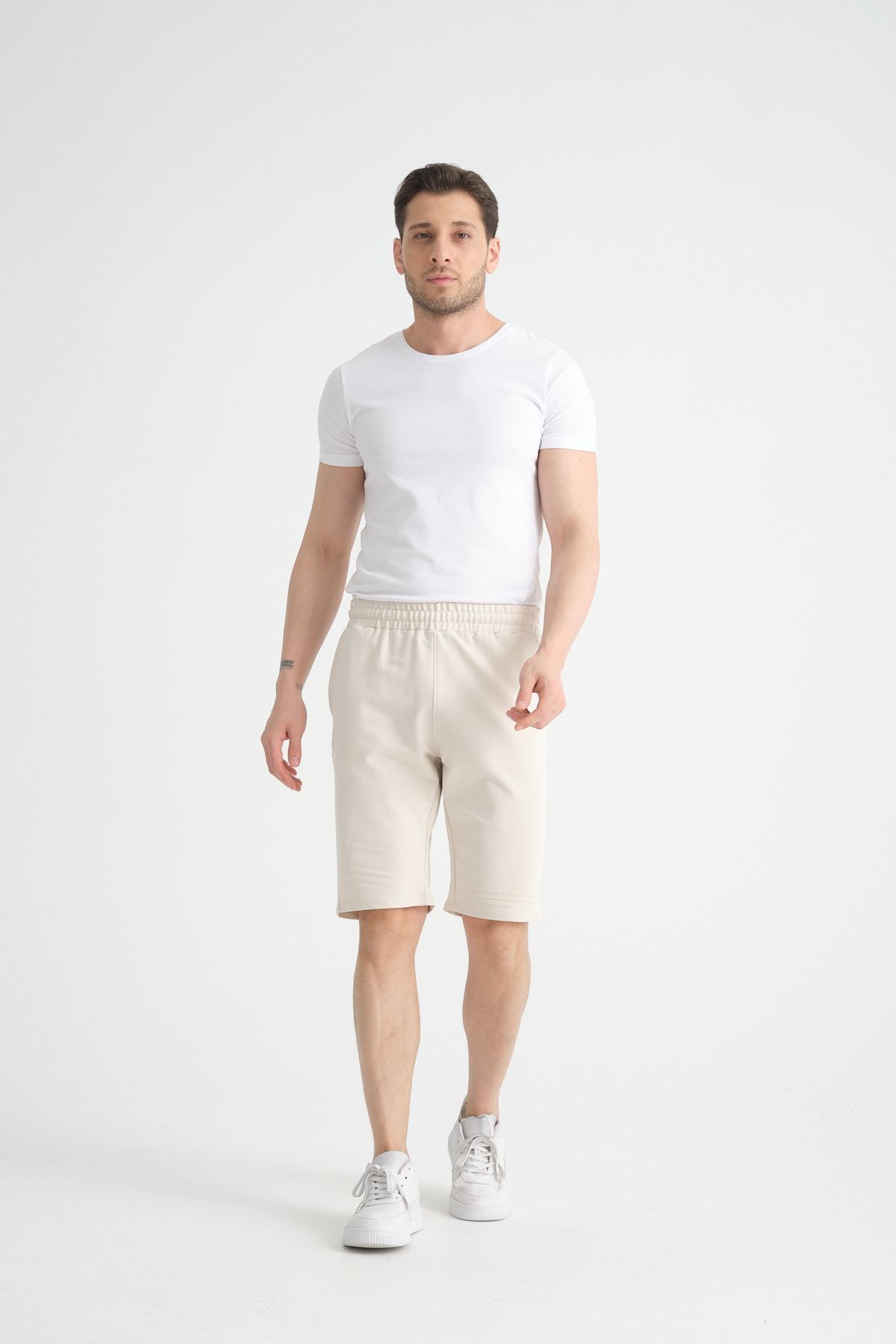 Shooter-Stone Color Men's Shorts - Regular Fit and Print Detail 4