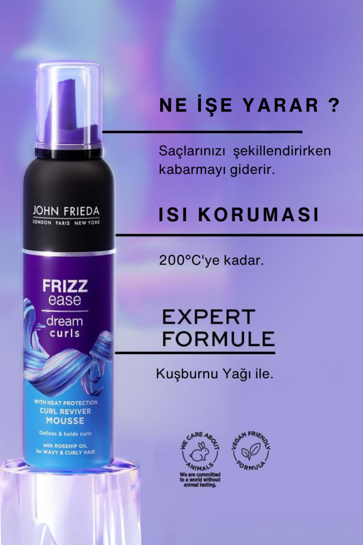 Kıvırcık Saçlar İçin Belirginleştirici Saç Bakım Seti (Şampuan, Saç Kremi, Saç Köpüğü) — John Frieda Curl Reviver — تصویر 3 از 7
