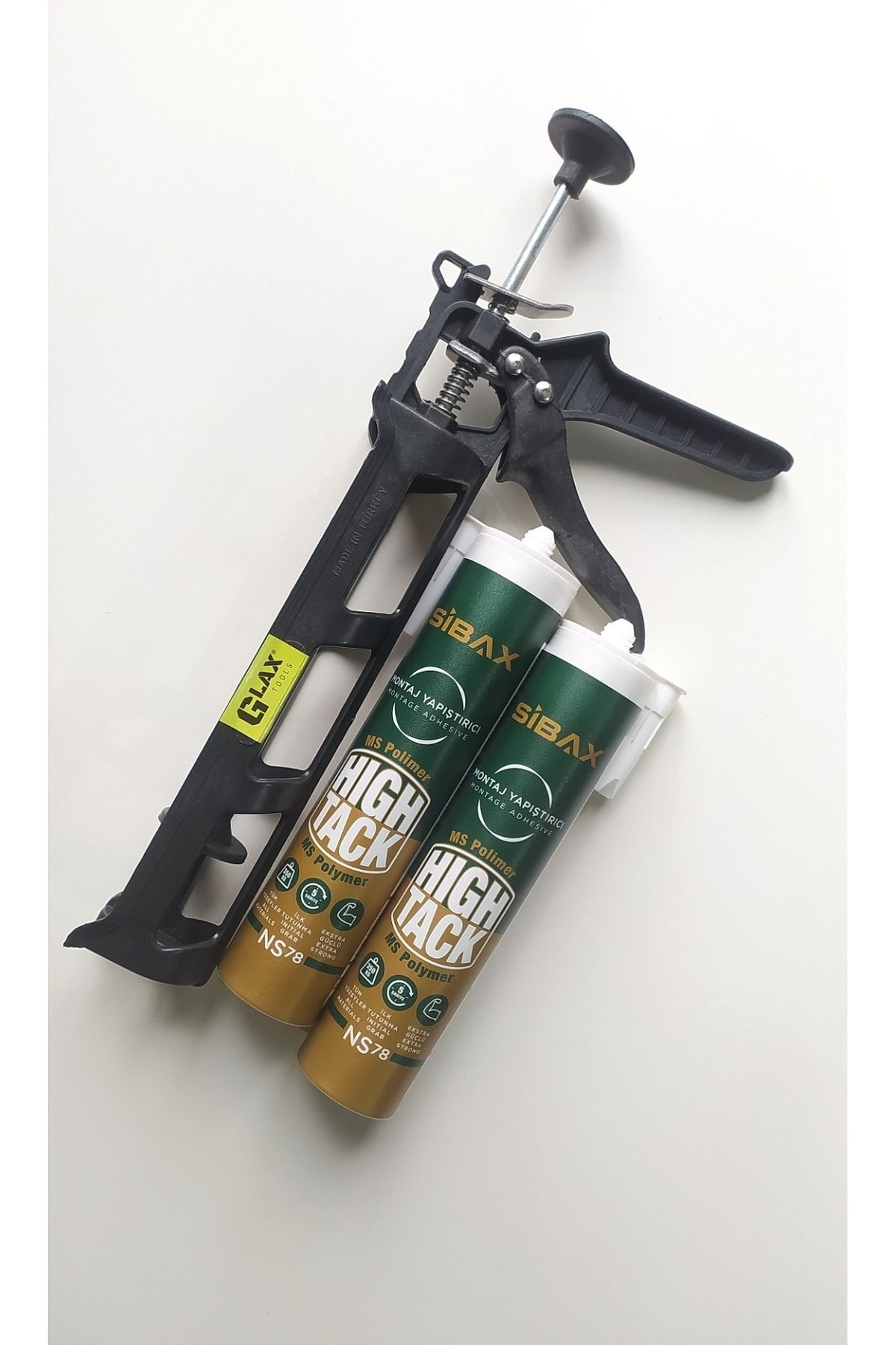 Glax Tools 2 Adet High Tack Korniş Yapıştırıcı Beyaz 2x290 ml + Silikon Tabancası