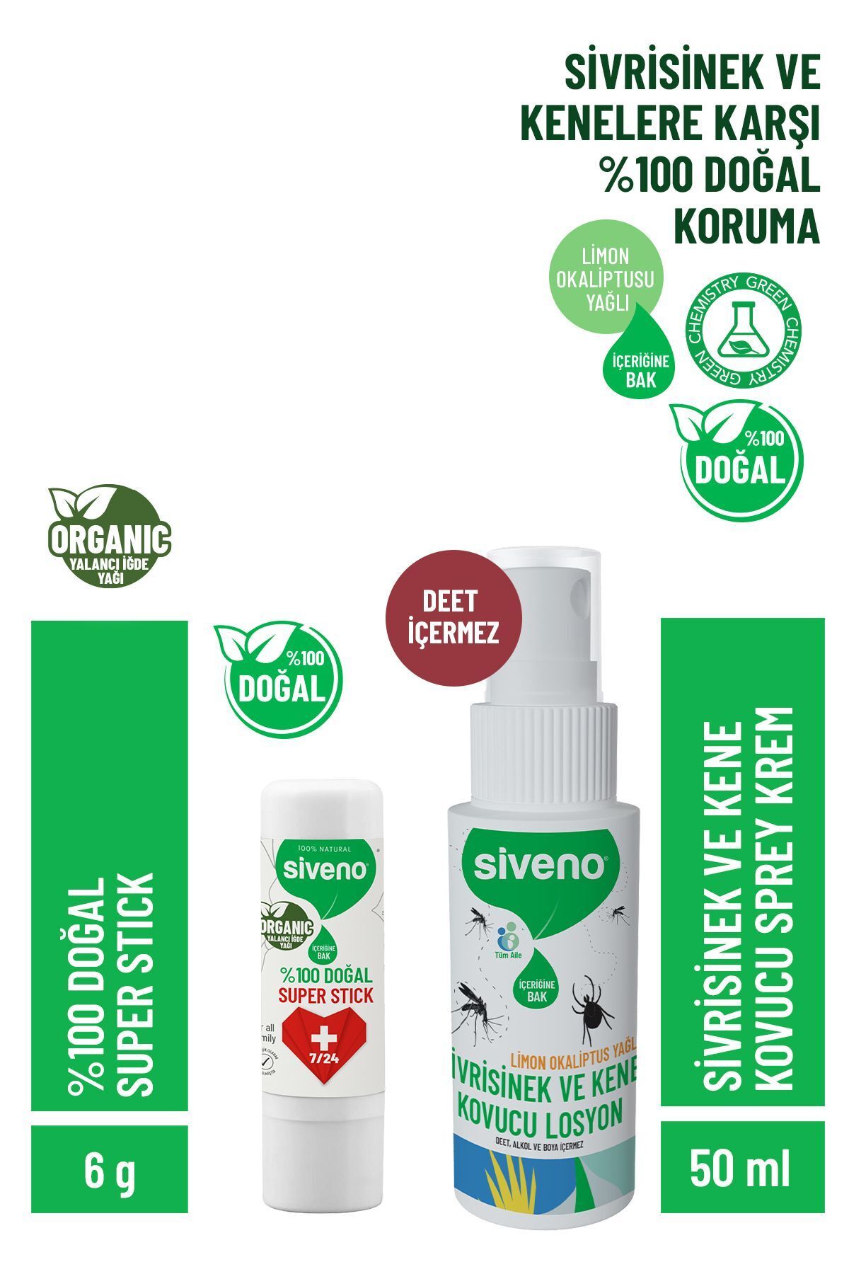 Sivrisinek Ve Kene Kovucu Sprey Losyon 50 ml & %100 Doğal Super Stick Anlık Yatıştırıcı Onarıcı 6 G