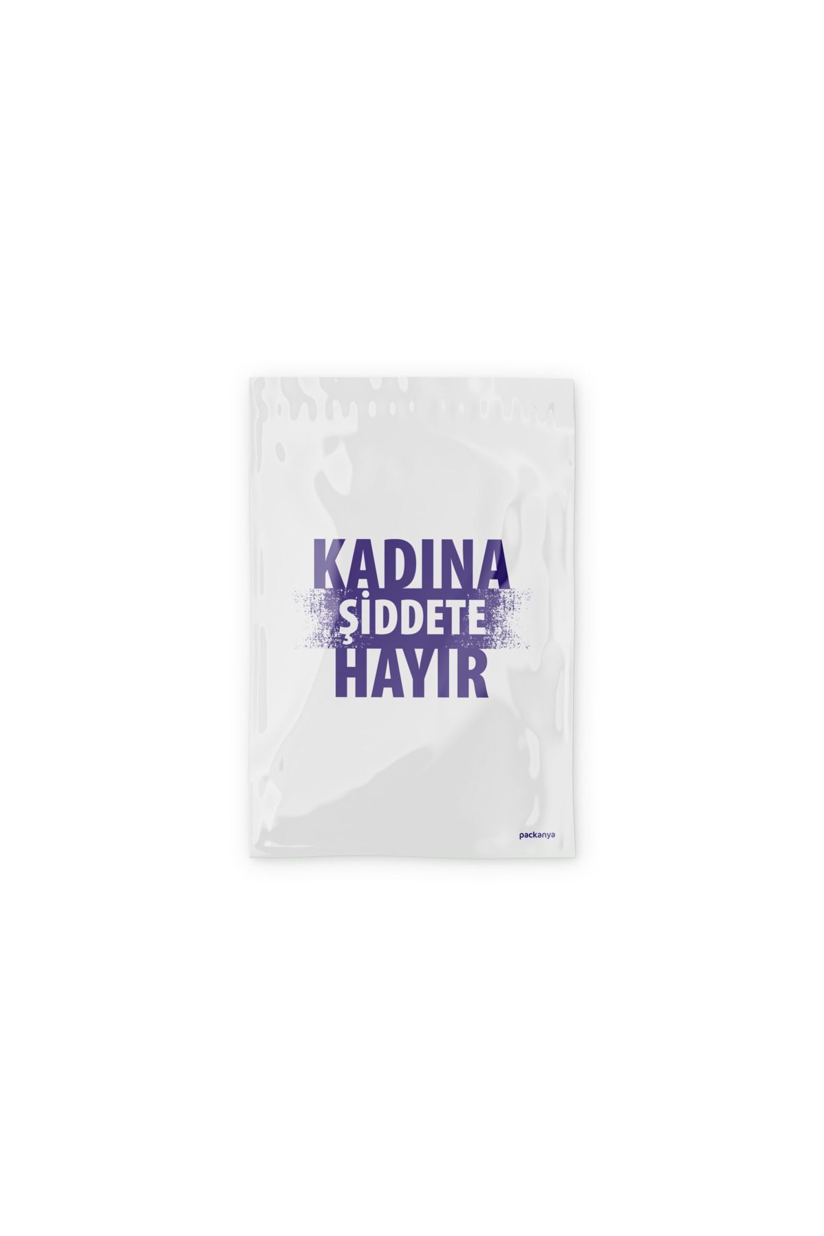 Kadına Şiddete Hayır Baskılı - Beyaz Cepsiz Kargo Poşeti 30x37,5x5 - 50 Adet