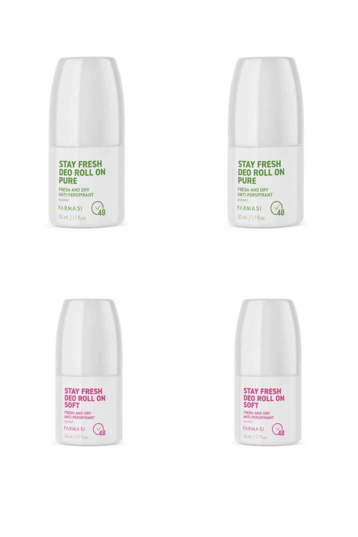 Stay Fresh Deo Roll On Pure 50 ml for Women & Farmasi Stay Fresh Soft 50 ml for Women Roll On (4 عدد) Farmasi
