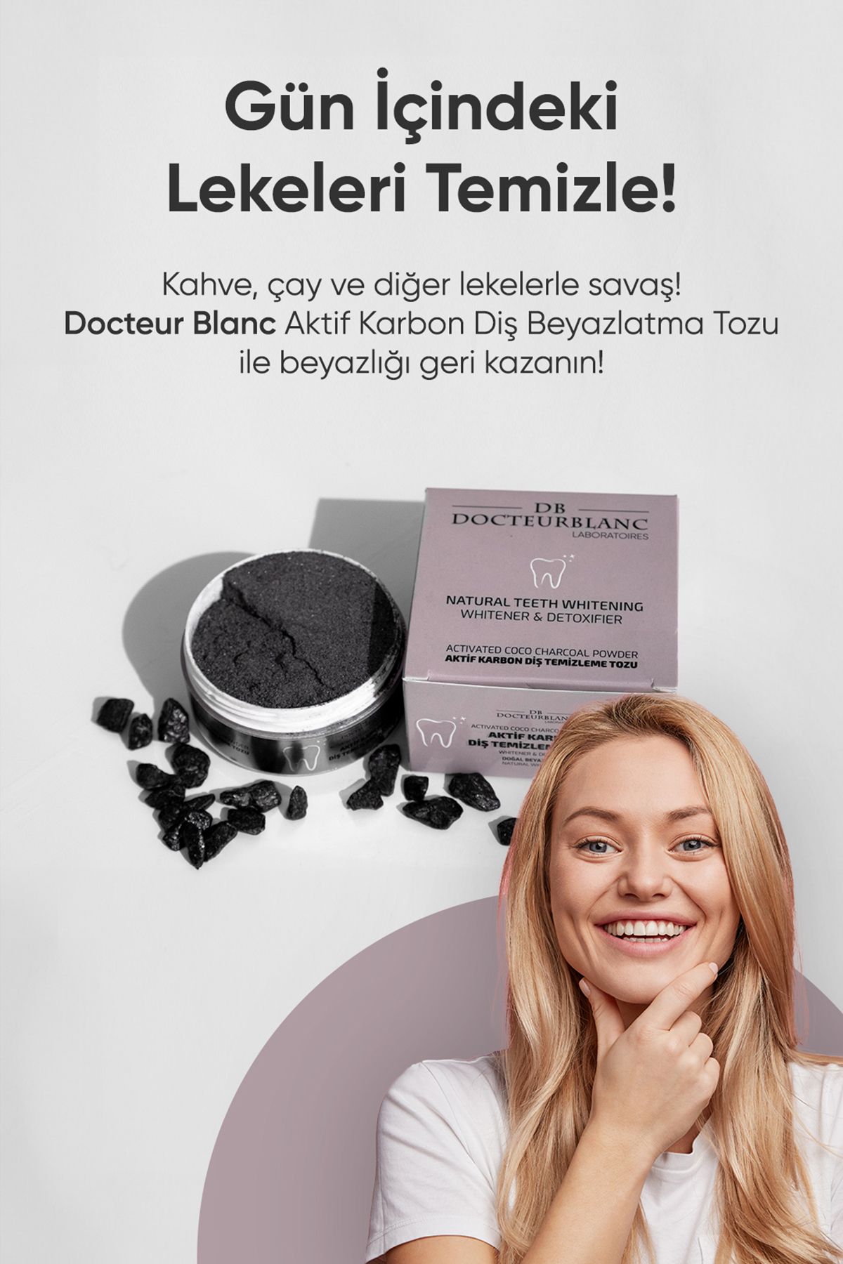محصولات سفیدکننده دندان پودر فعال سفید کربن 50 گرم docteur blanc