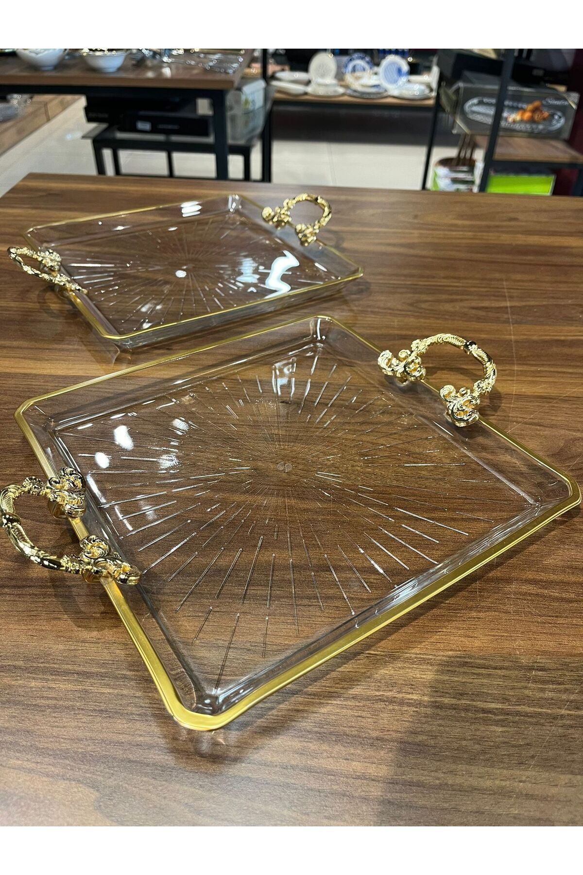Paşabahçe-Pandoranin Box - Paşabahçe Handled, Square Madlen Presentation Service Plate Set of 2 1