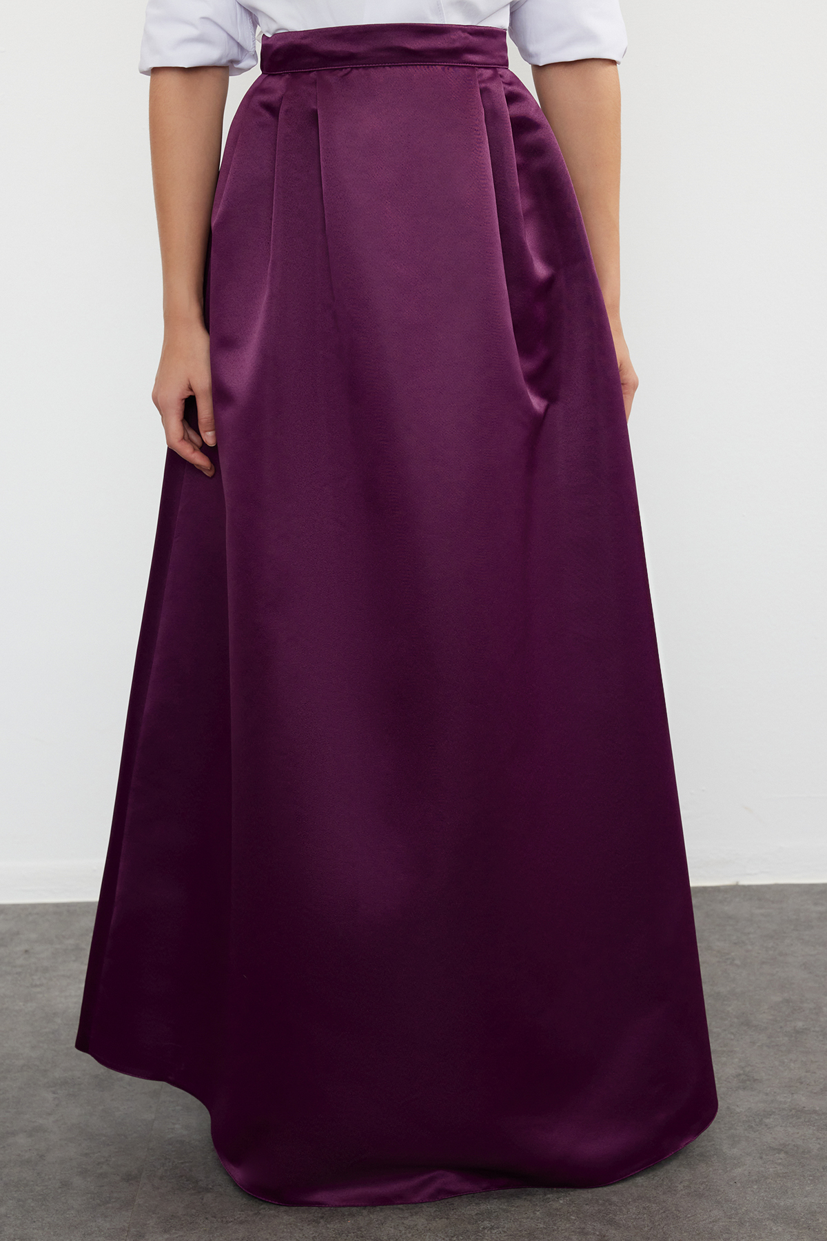 Trendyolmilla  Mor Dokuma Saten Balon Maxi Etek TPRSS24ET00015 - Görsel 4