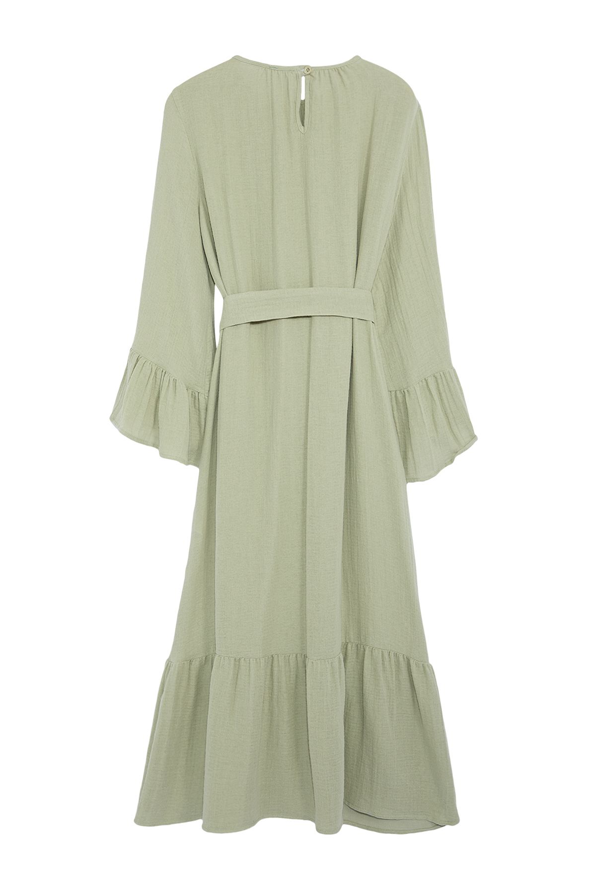 Trendyol Modest-Mintgrünes Musselinkleid mit Rüschenrock - TCTSS24EB00255 7
