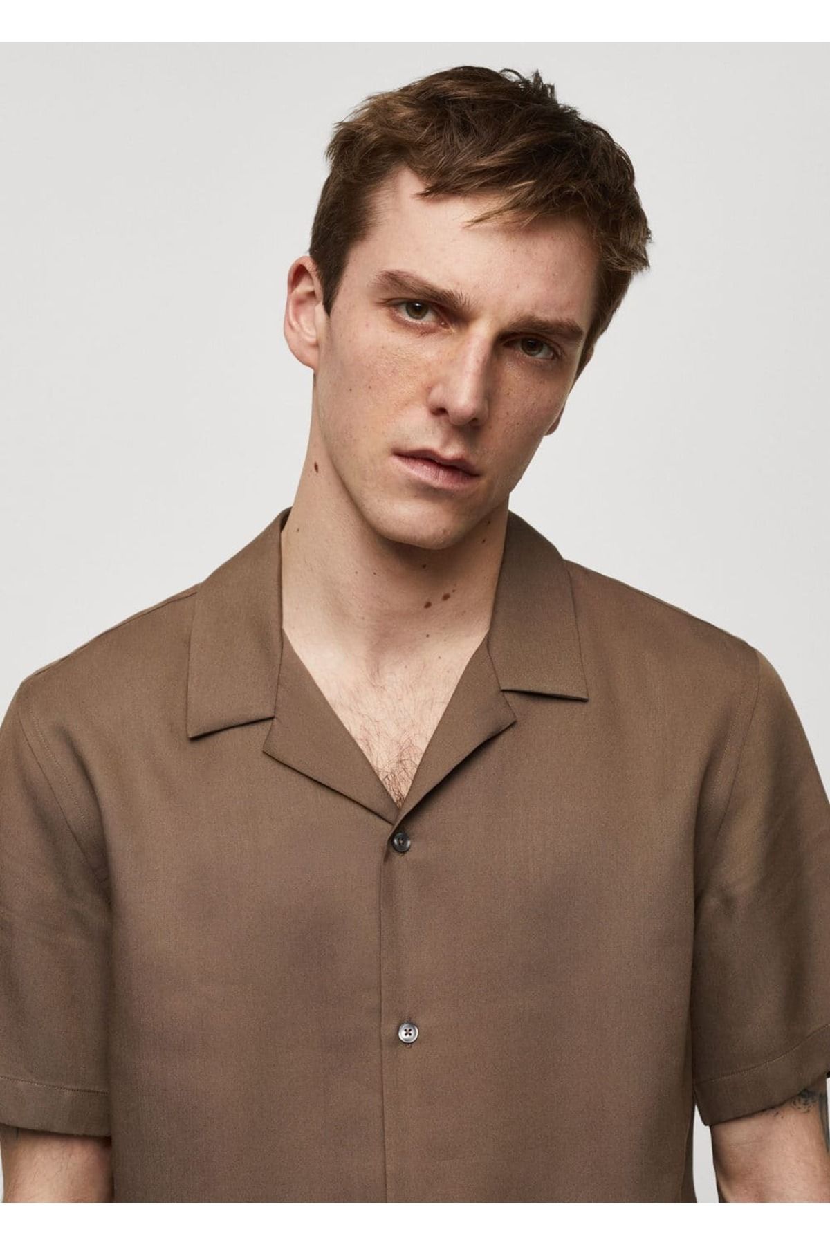 MANGO Man-Regular Fit Bowling Collar Shirt 5