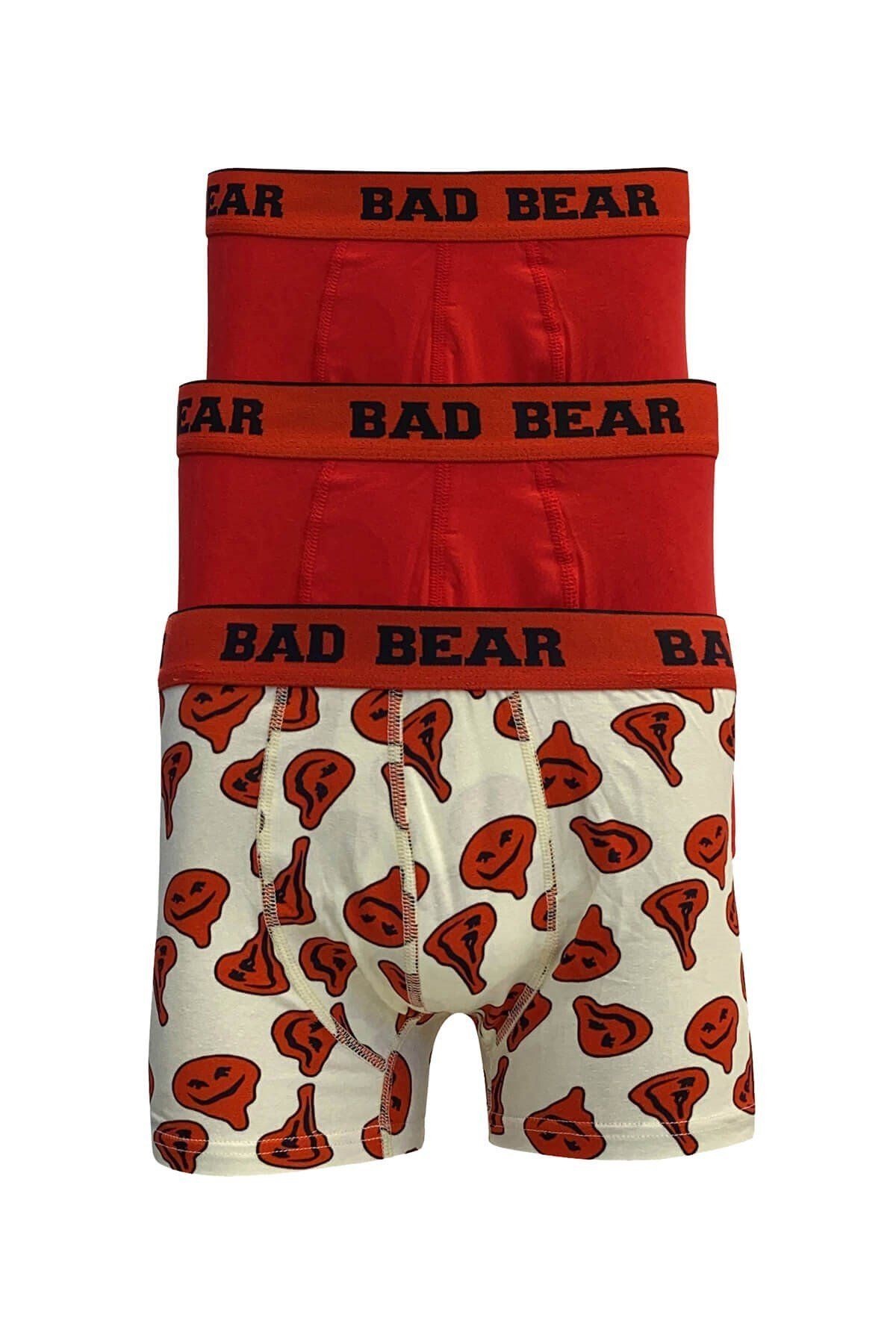 ست 3 تکه باکسر مردانه با طرح قرمز زرشکی Melt 3 Pack Bad Bear
