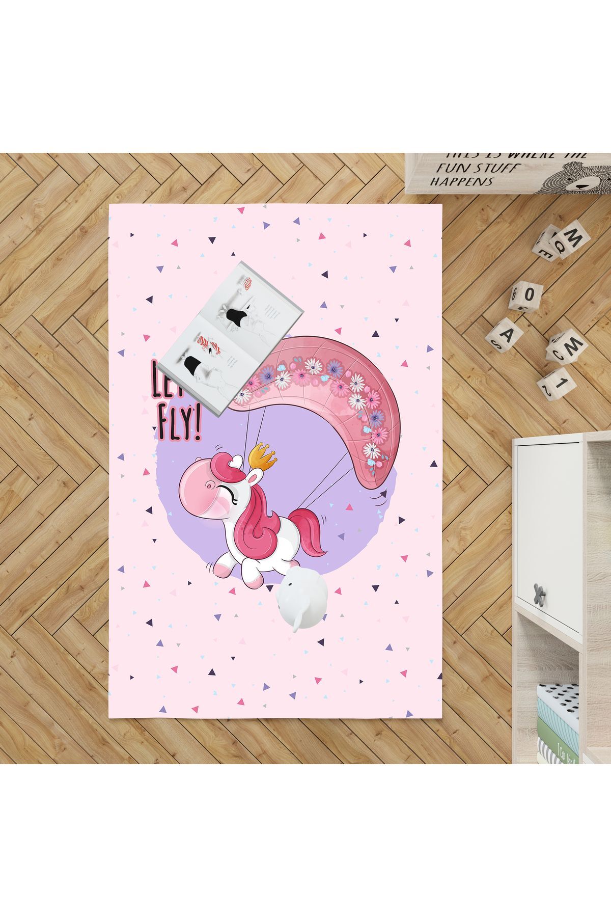 EVSEHOMES UÇAN UNICORN ÇOCUK ODASI TAKIM (FON PERDE- YATAK ÖRTÜSÜ VE YASTIK - HALI ) fotoğrafı 4 (önizleme)