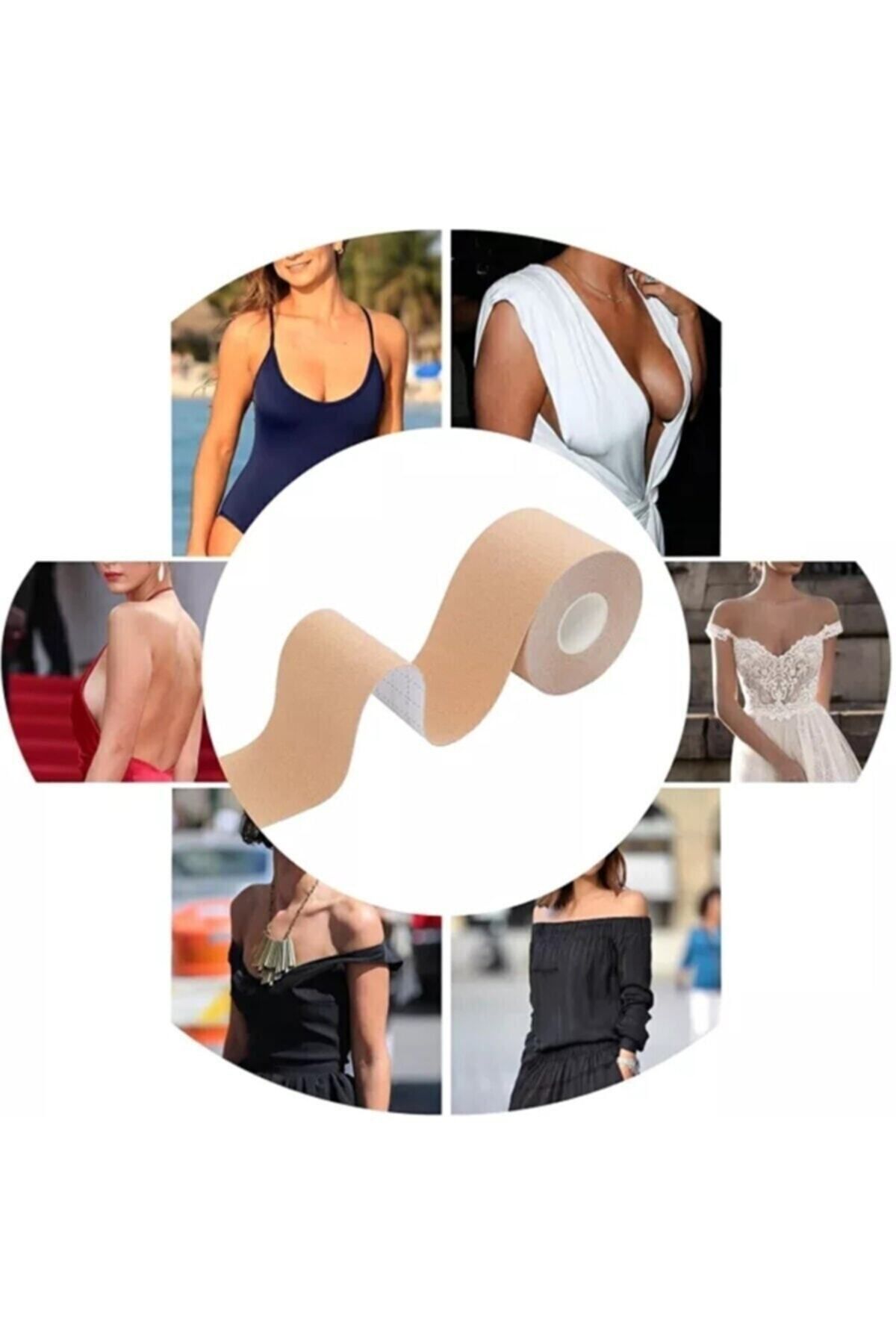 BEAUTY BOX COSMETIC-5Cm*5M Skin Color Water Resistant Chest Tape - Boob Tape Kinesiology Tape 3