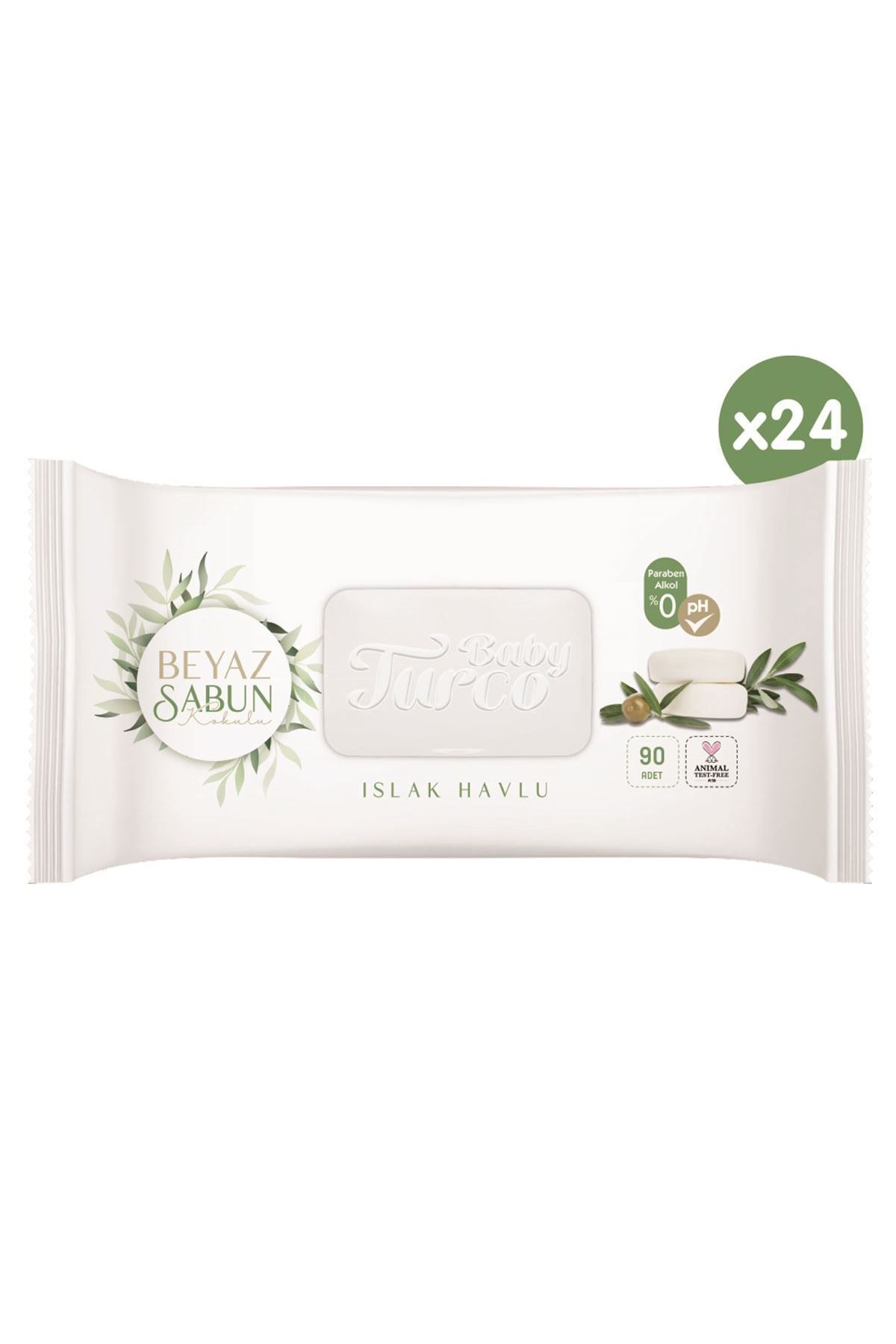 Beyaz Sabun Kokulu Islak Havlu 24x90