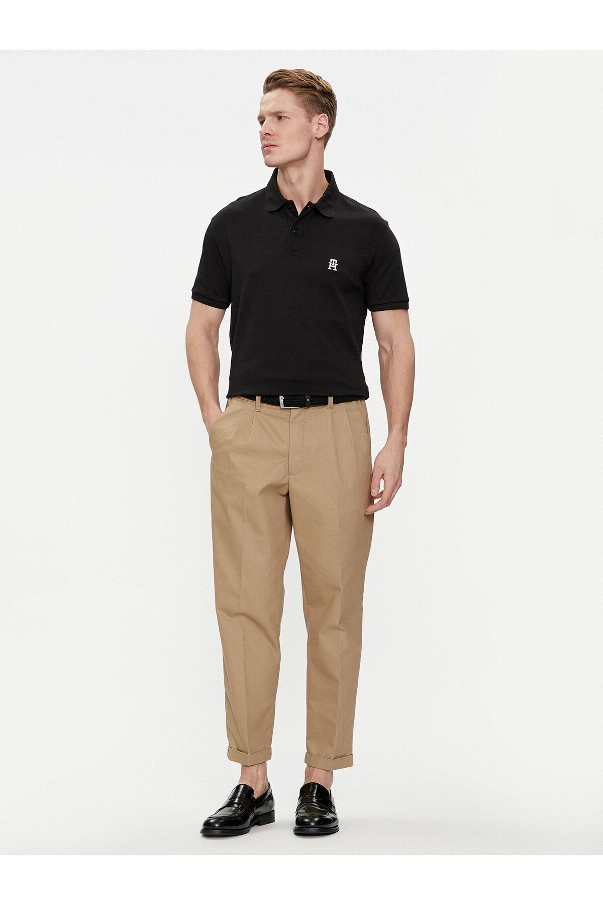 تی شرت یقه پولو مشکی مردانه بافندگی روزانه پیراهن سیاه چوگان MW0MW34783 BDS Tommy Hilfiger