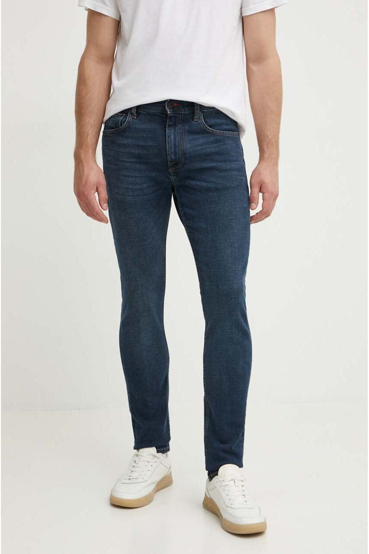 Tommy Hilfiger Erkek Pamuklu Normal Bel 5 Cepli Du meli Mavi Jeans MW0MW35722 1BO