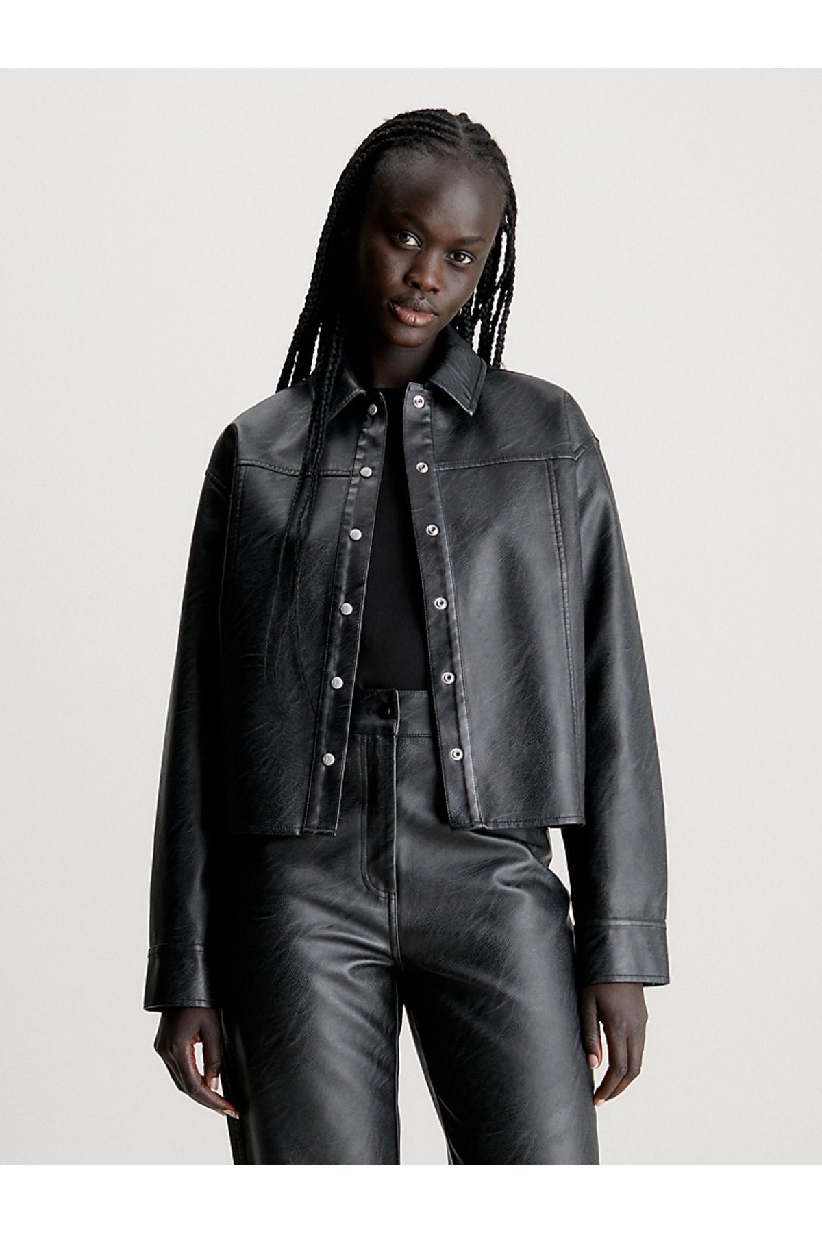 Calvin Klein FAUX LEATHER RELAXED SHIRT Trendyol