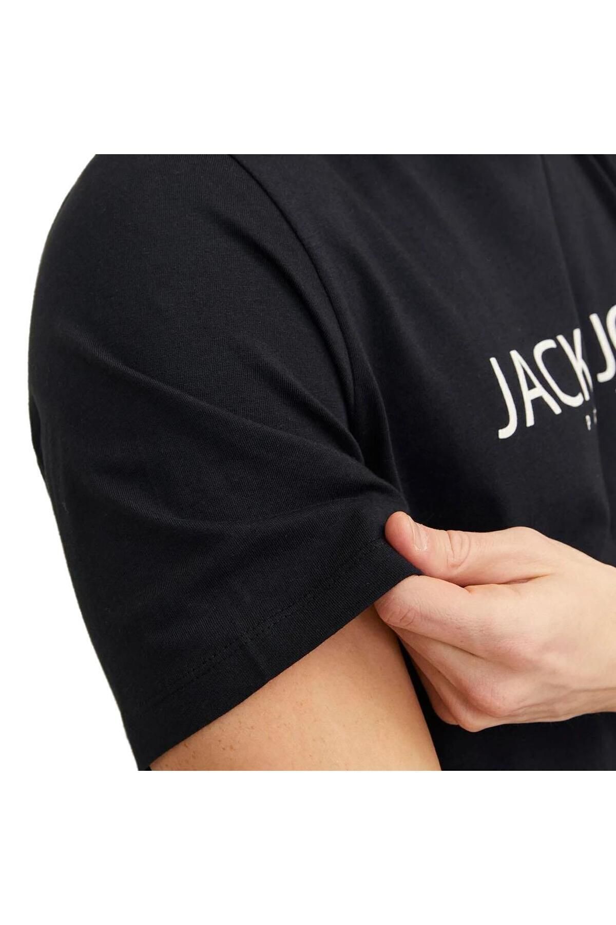 تیشرت مردانه مشکی جک اند جونز | 12256971-100 اورجینال - تصویر 4