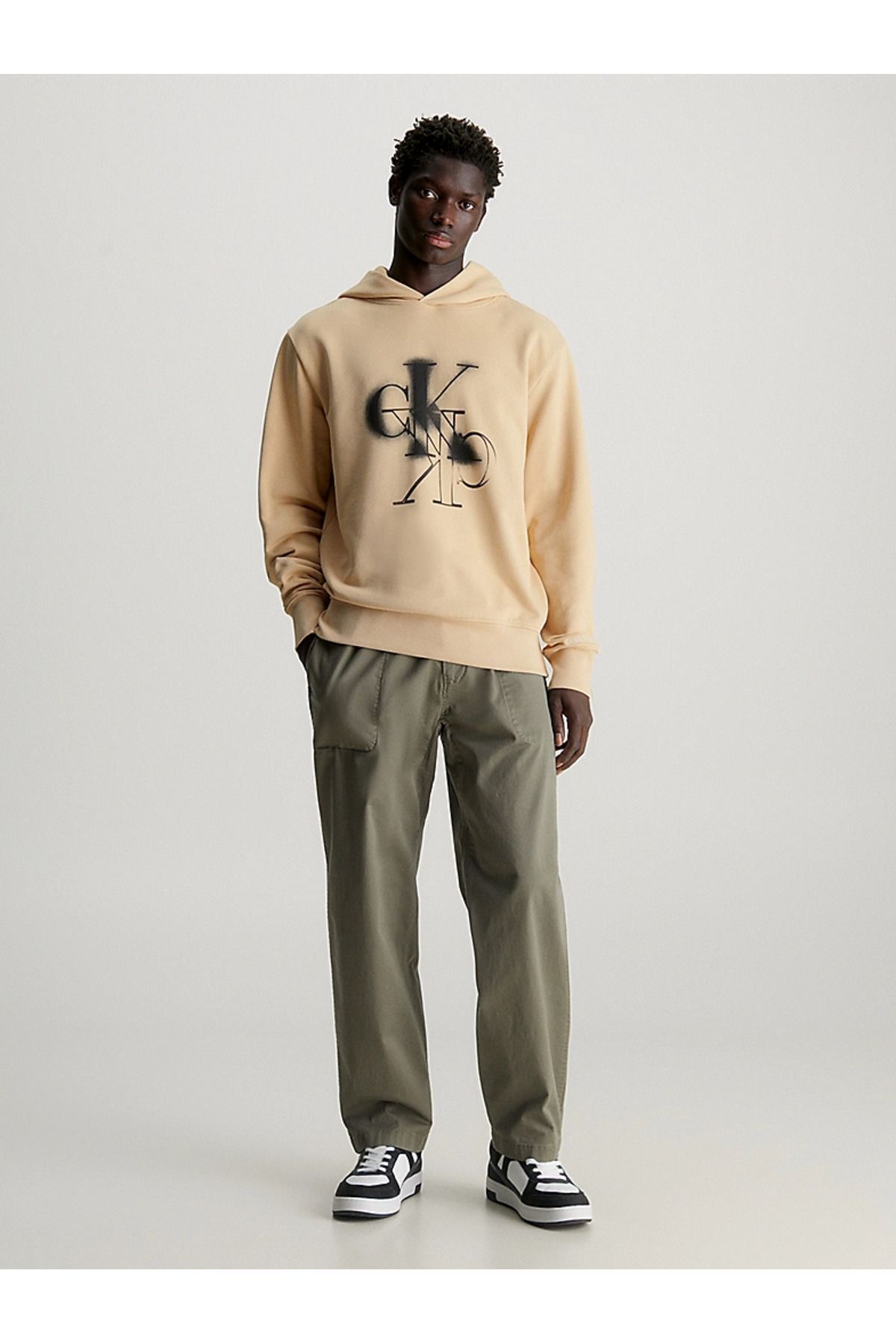 سویشرت نود مردانه قالب معمولی با نام تجاری آقایان روزانه Beige Sweatshirt J30J324630 AAST Calvin Klein