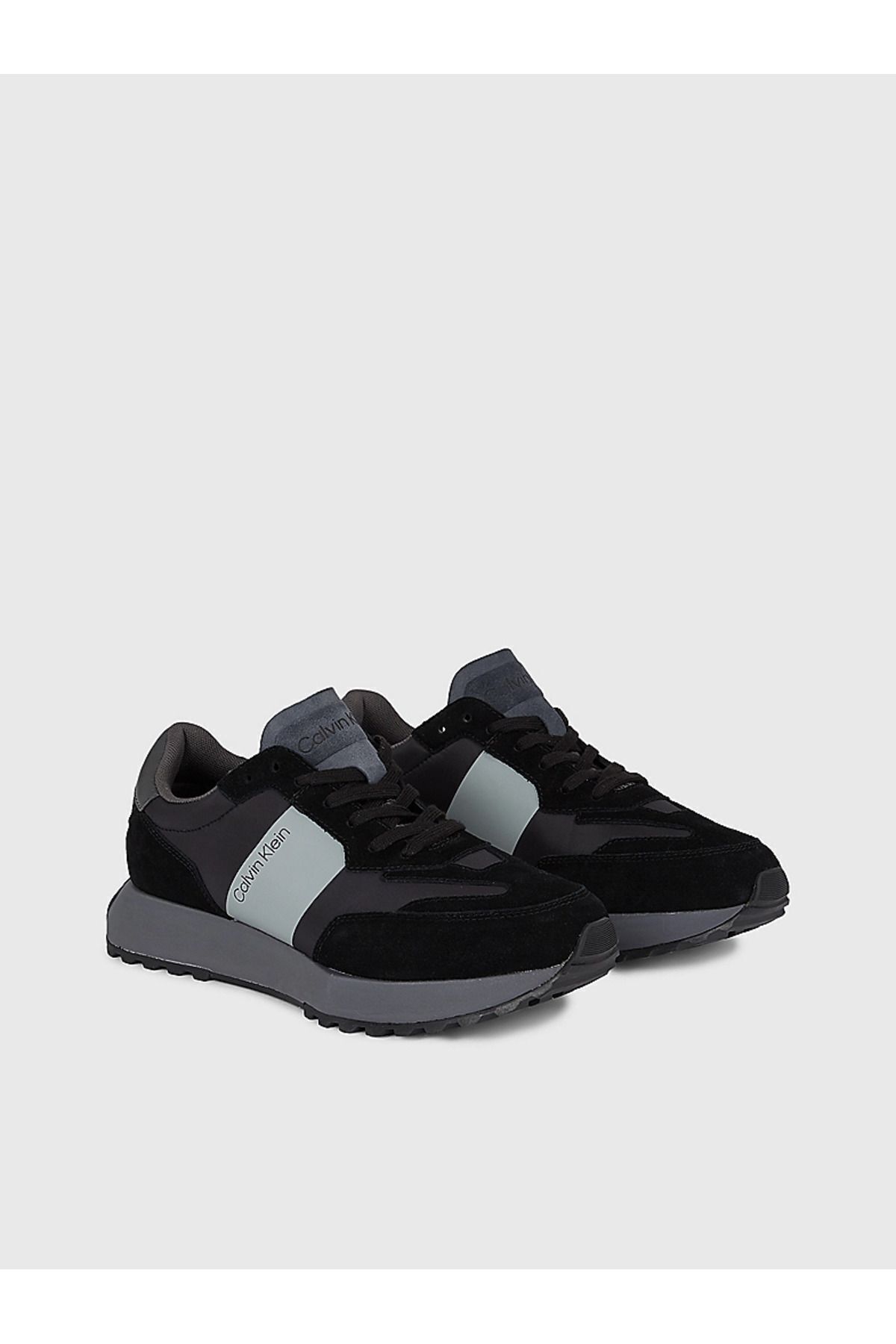 اسنیکر مشکی مردانه قالب عادی با منطق لباس روزانه سیاه و سفید HM0HM00497 0GL Calvin Klein