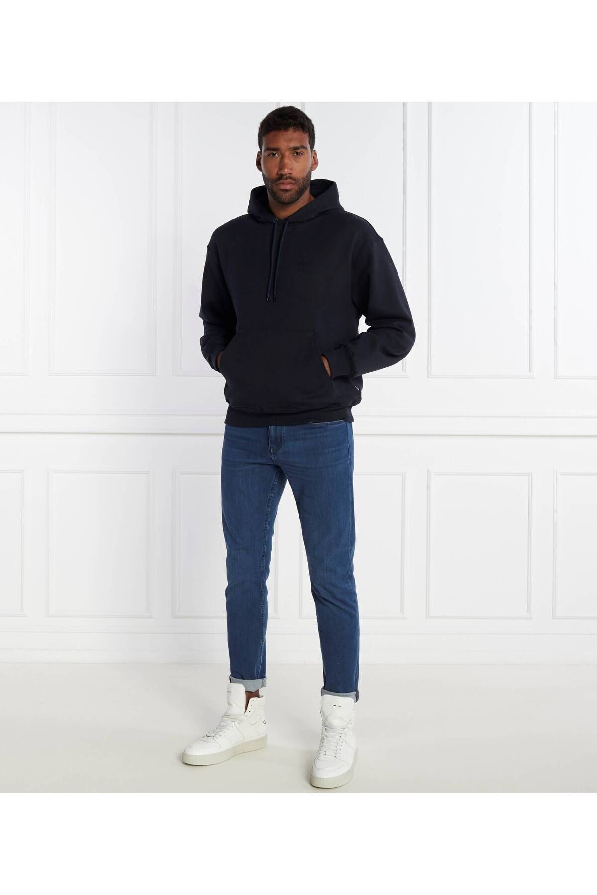 سویشرت مردانه آبی سرمه ای باس | 50505775 اورجینال - تصویر 3