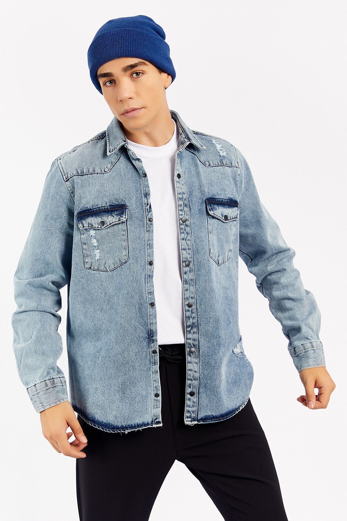 Açık Mavi Denim Erkek Ceket | ME19W428001