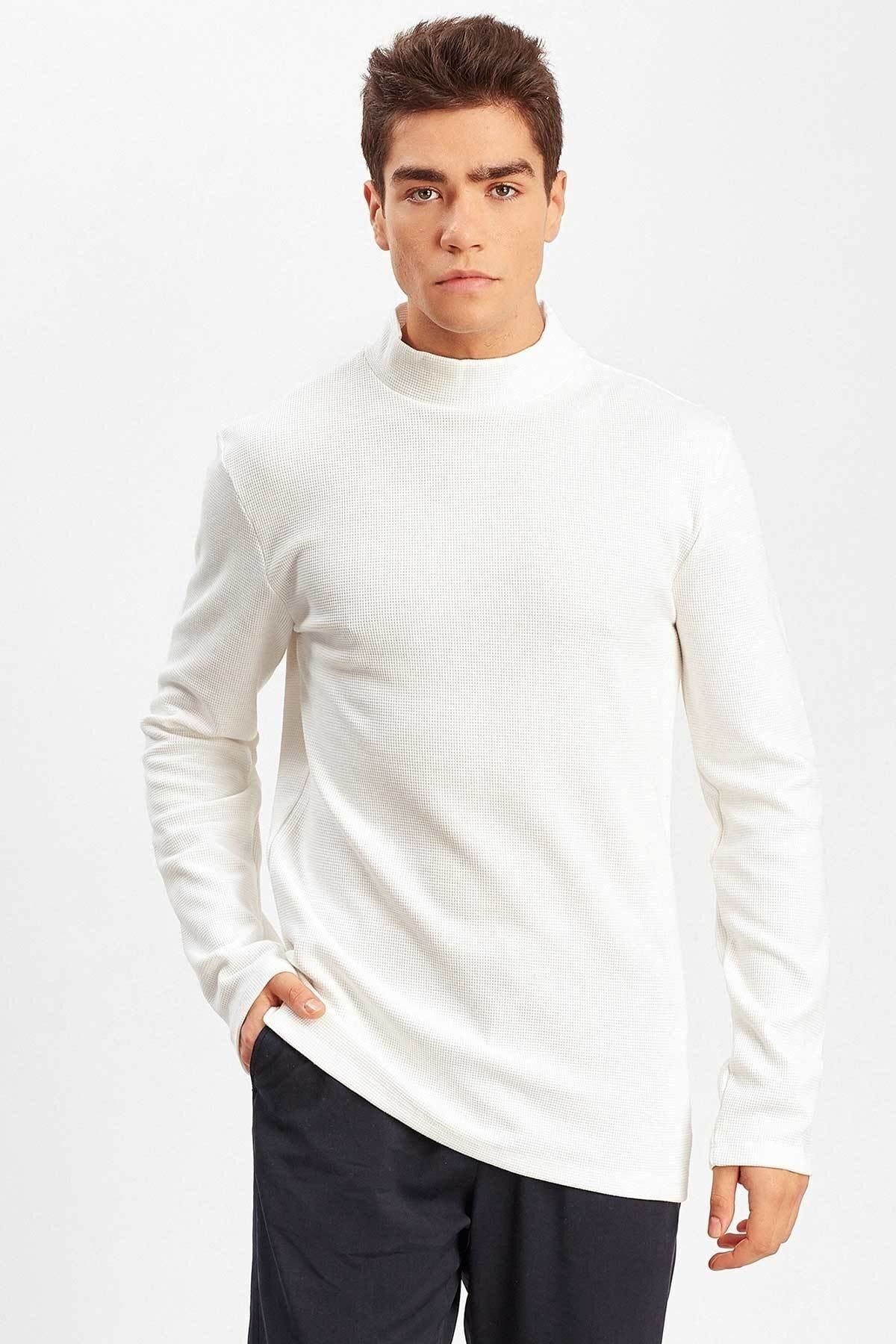 Toptan | Ekru Balıkçı Yaka Sweatshirt | ME19W224843