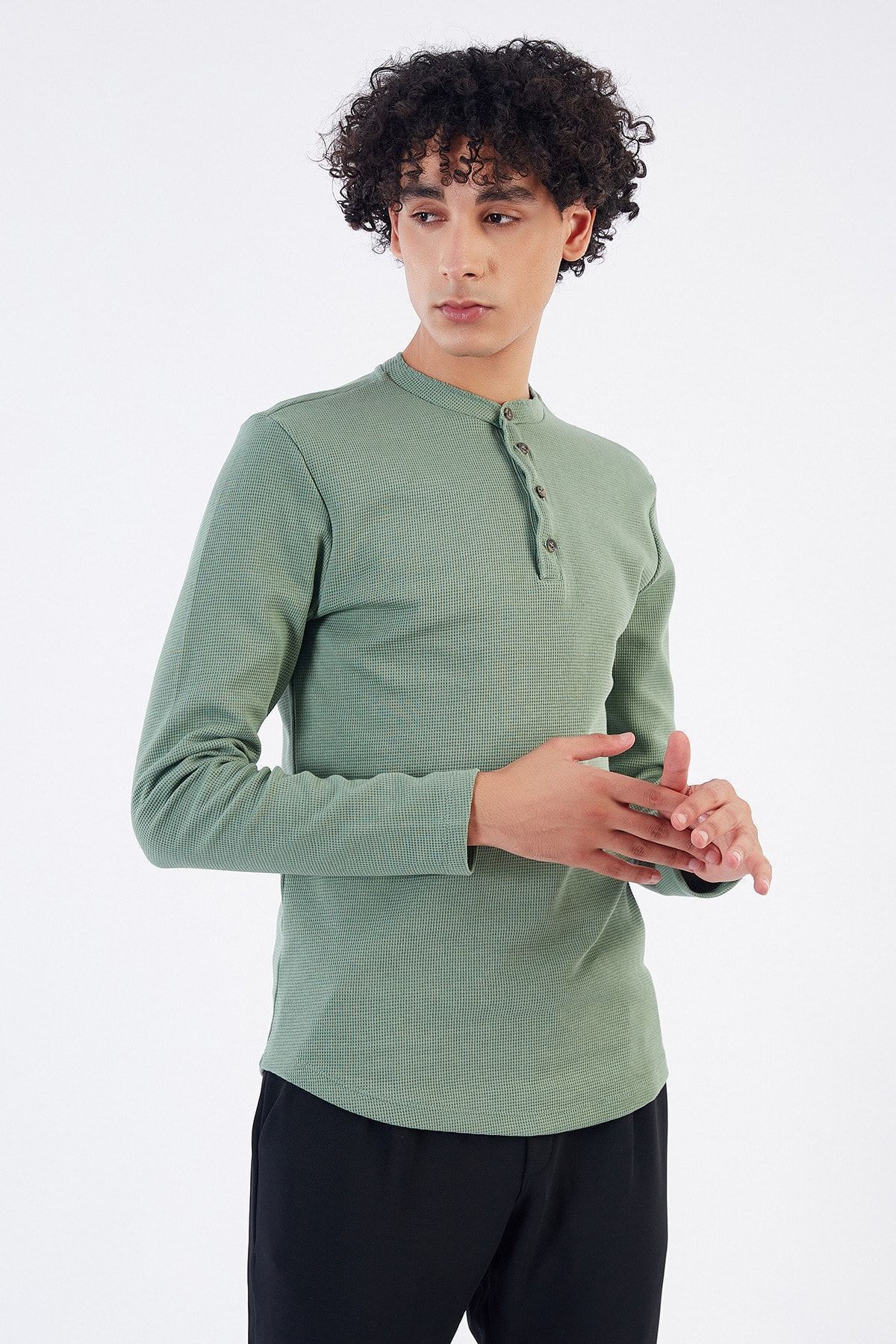 Elma Hakim Yaka Uzun Kol T Shirt | Me21W224841