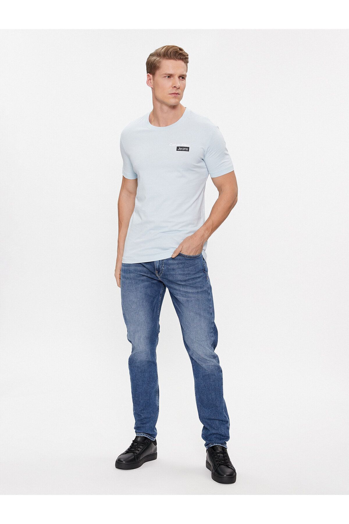 تی شرت مردانه آرم 100 ٪ پنبه آستین کوتاه ECRU J30J324647 Cyr Calvin Klein