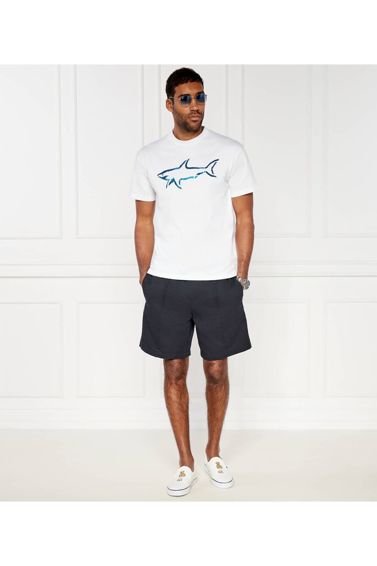 PAUL&SHARK-Tricou alb cu detaliu cu logo-ul mărcii pentru bărbați24411101-010 3